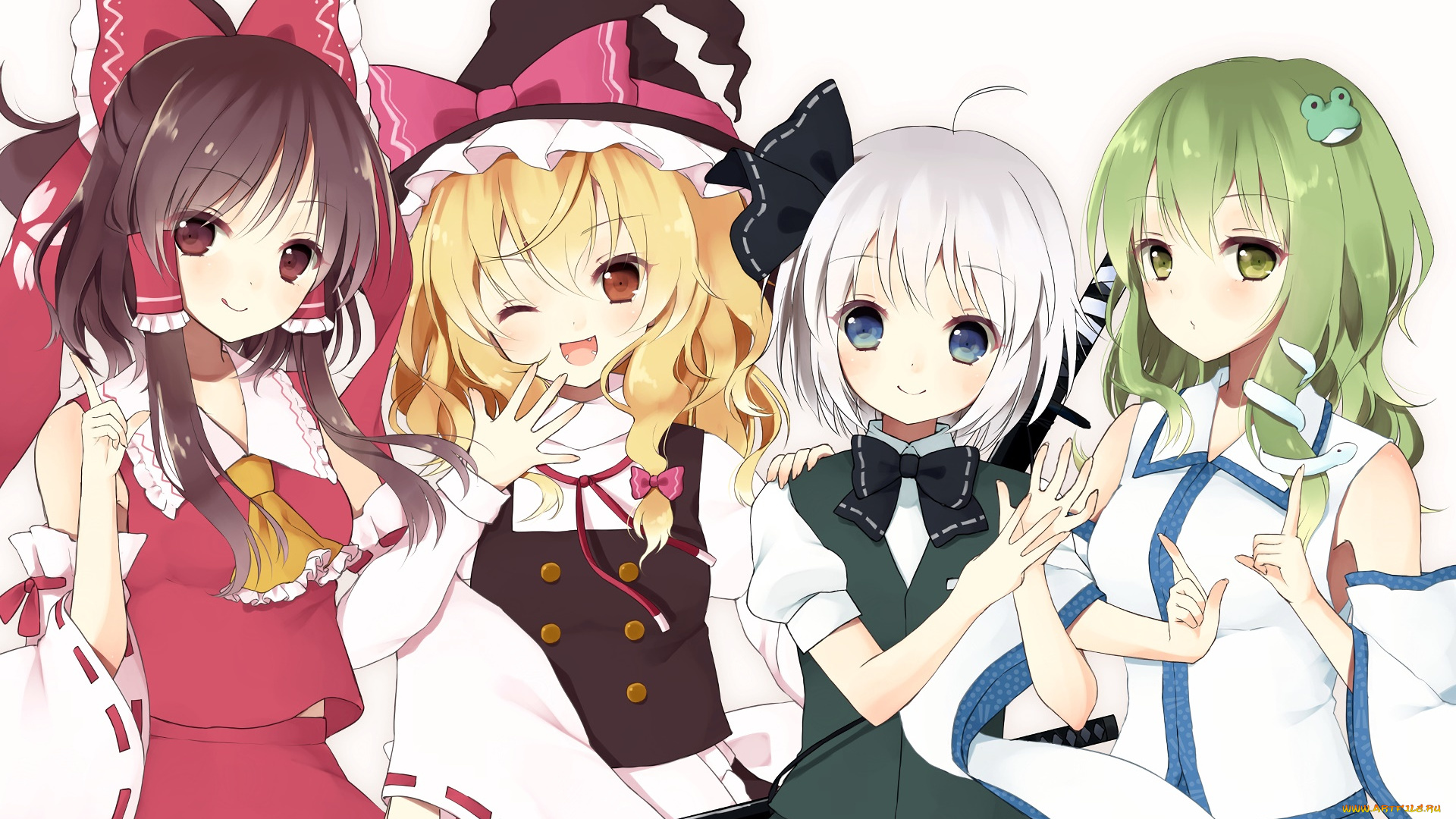 аниме, touhou, фон, взгляд, девушки