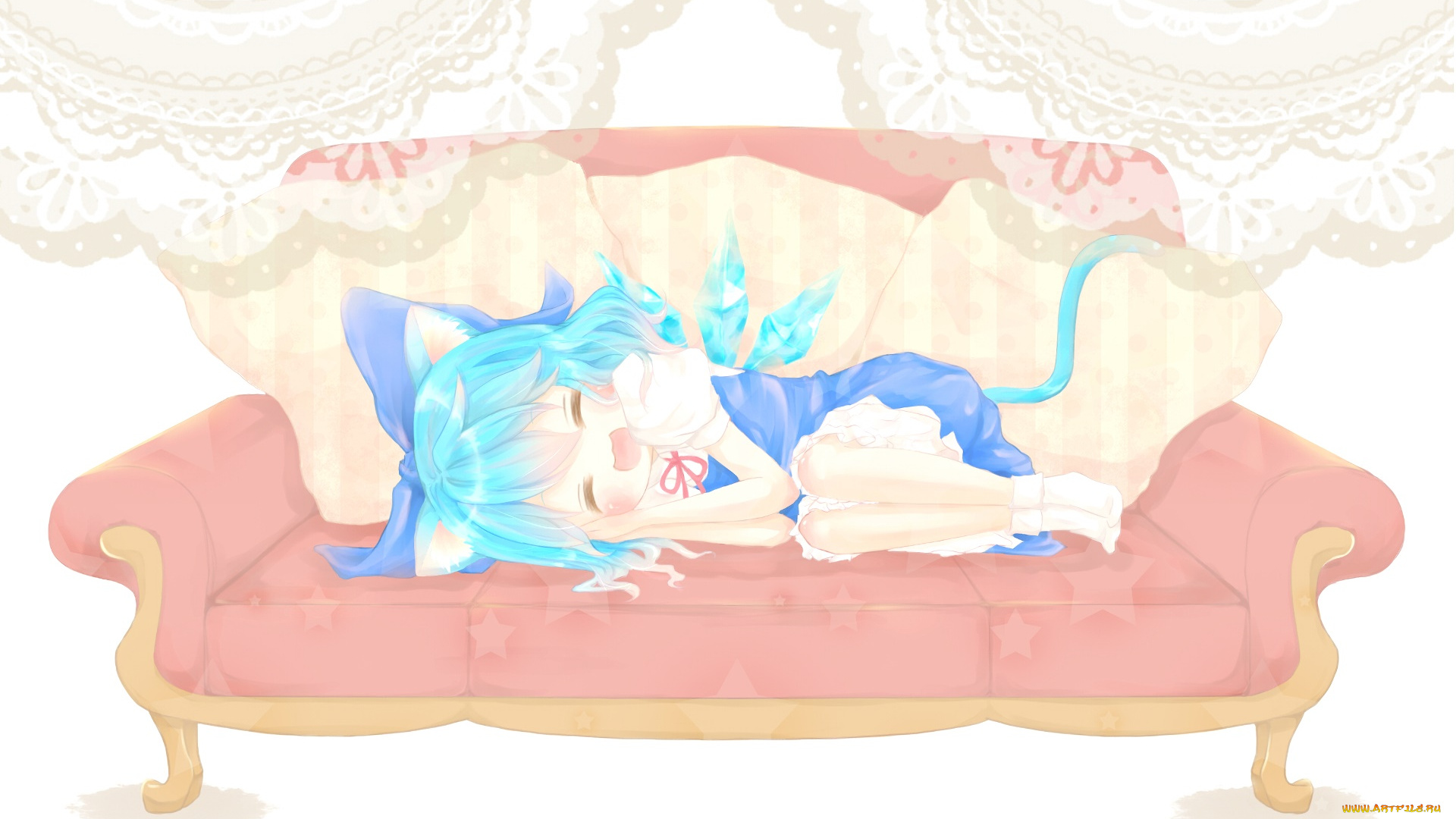 аниме, touhou, взгляд, девушка, фон