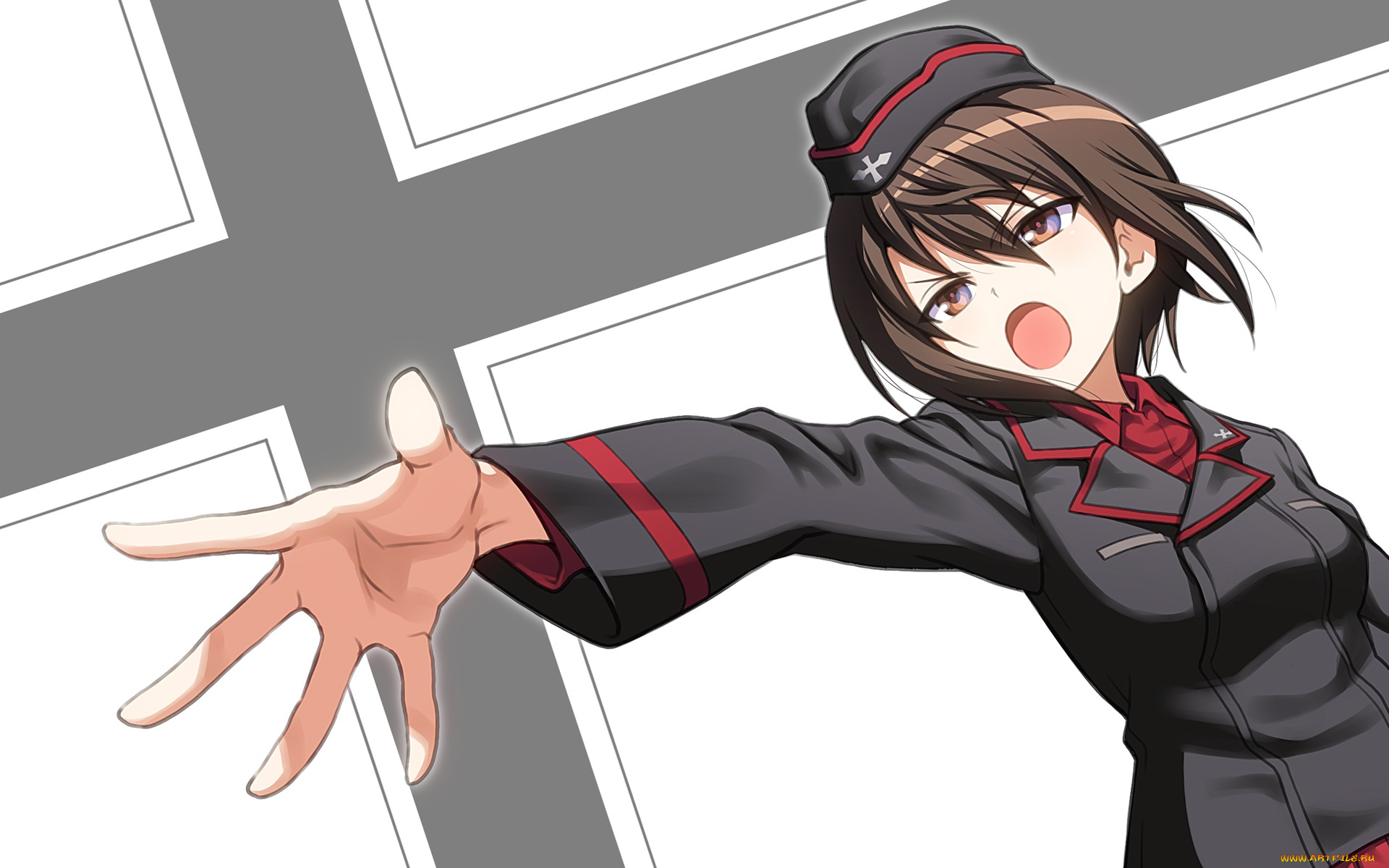 аниме, girls, und, panzer, фон, взгляд, девушка