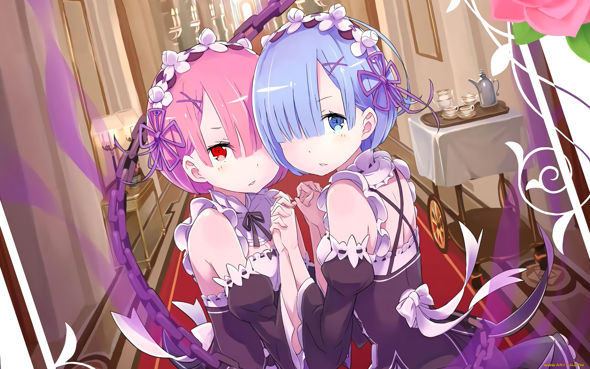аниме, re, , zero, kara, hajimeru, isekai, seikatsu, фон, девушки, взгляд