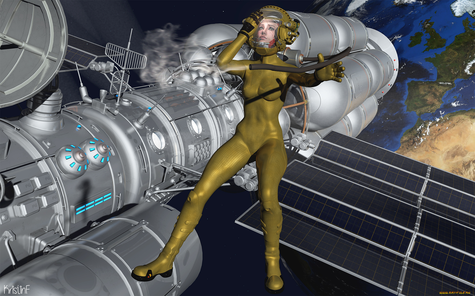 3д, графика, фантазия, , fantasy, фон, девушка, взгляд