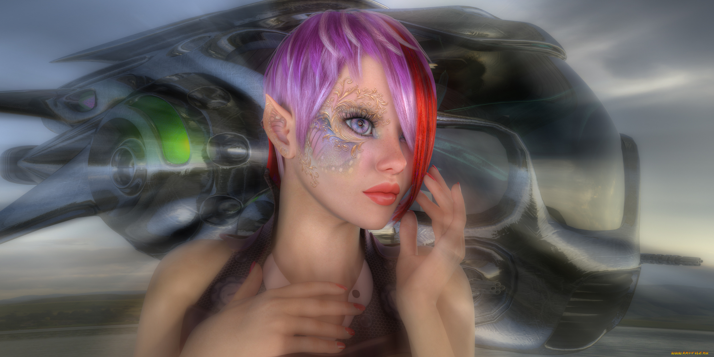 3д, графика, эльфы, , elves, эльфийка, фон, взгляд