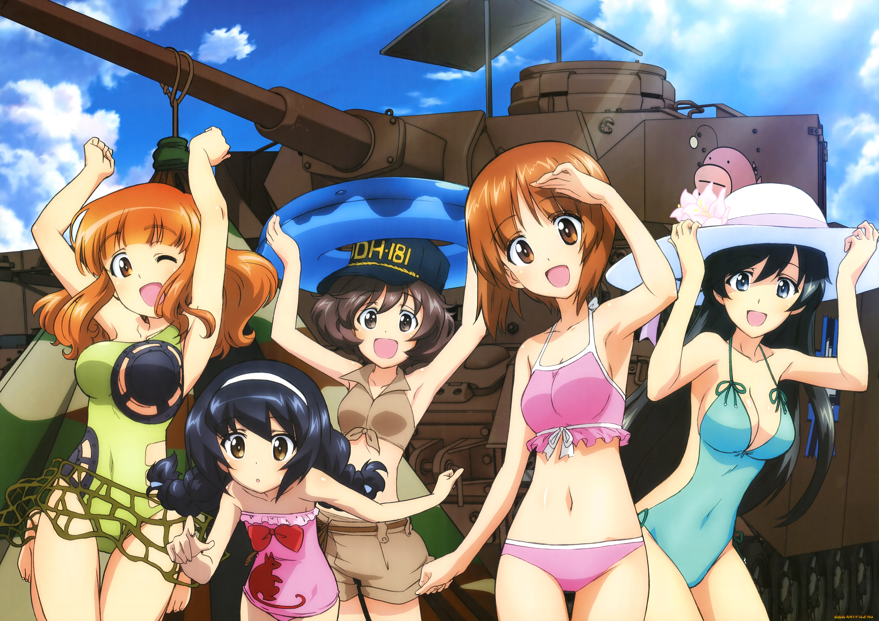 аниме, girls, und, panzer, фон, взгляд, девушки