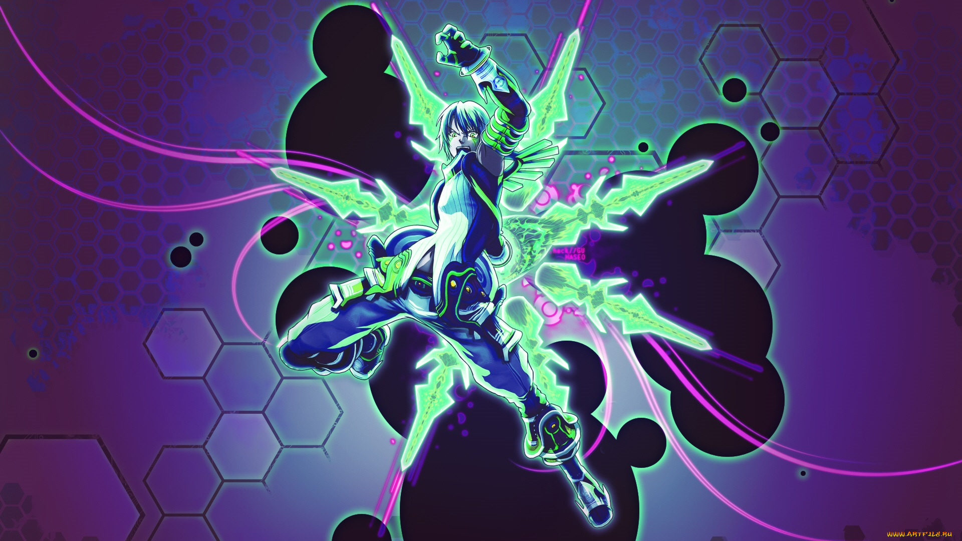 аниме, hack, sign, прыжок