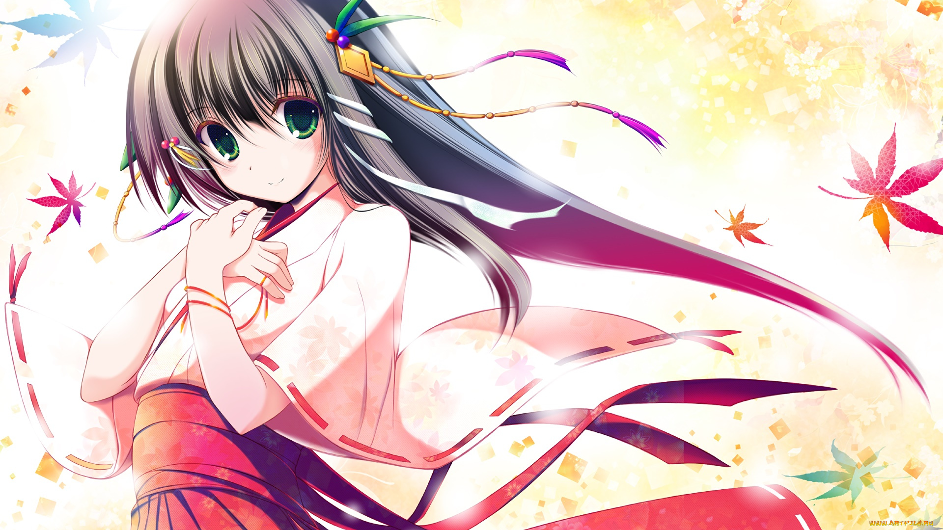 аниме, unknown, , другое, девушка, взгляд, фон