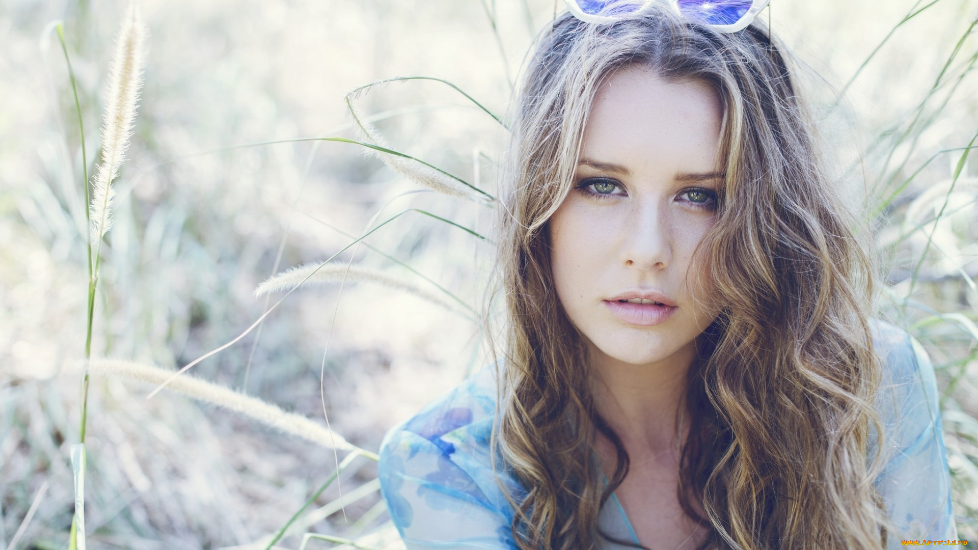 девушки, -unsort, , лица, , портреты, трава, лицо, очки, блондинка