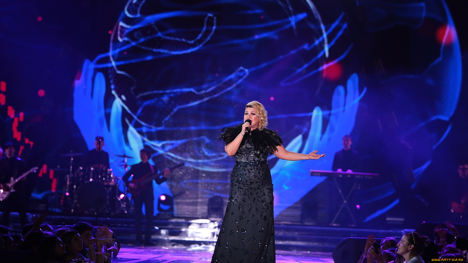 ева, польна, музыка, -, другое, певица, микрофон, женщина, концерт