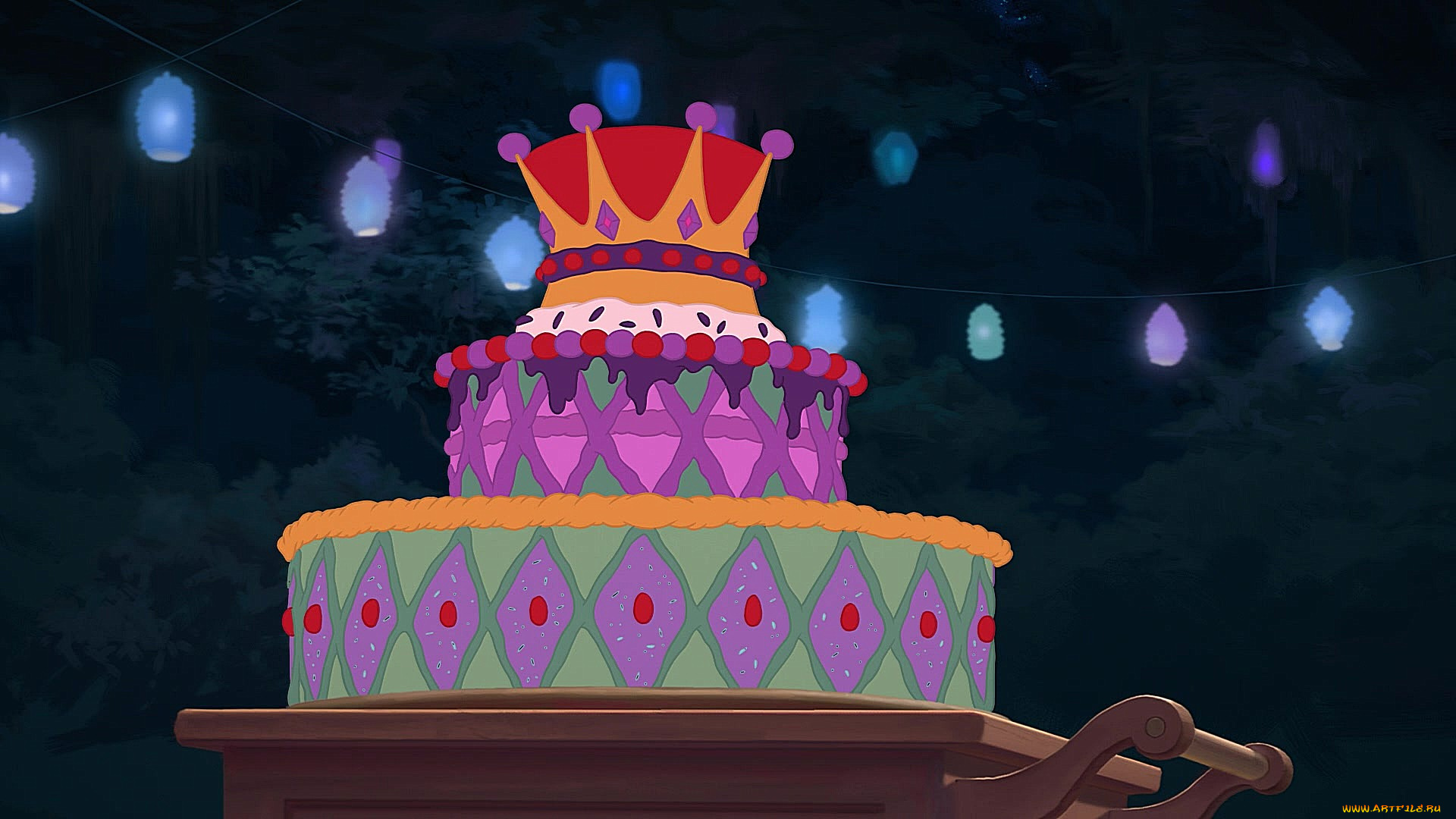 рисованное, еда, фонарики, торт