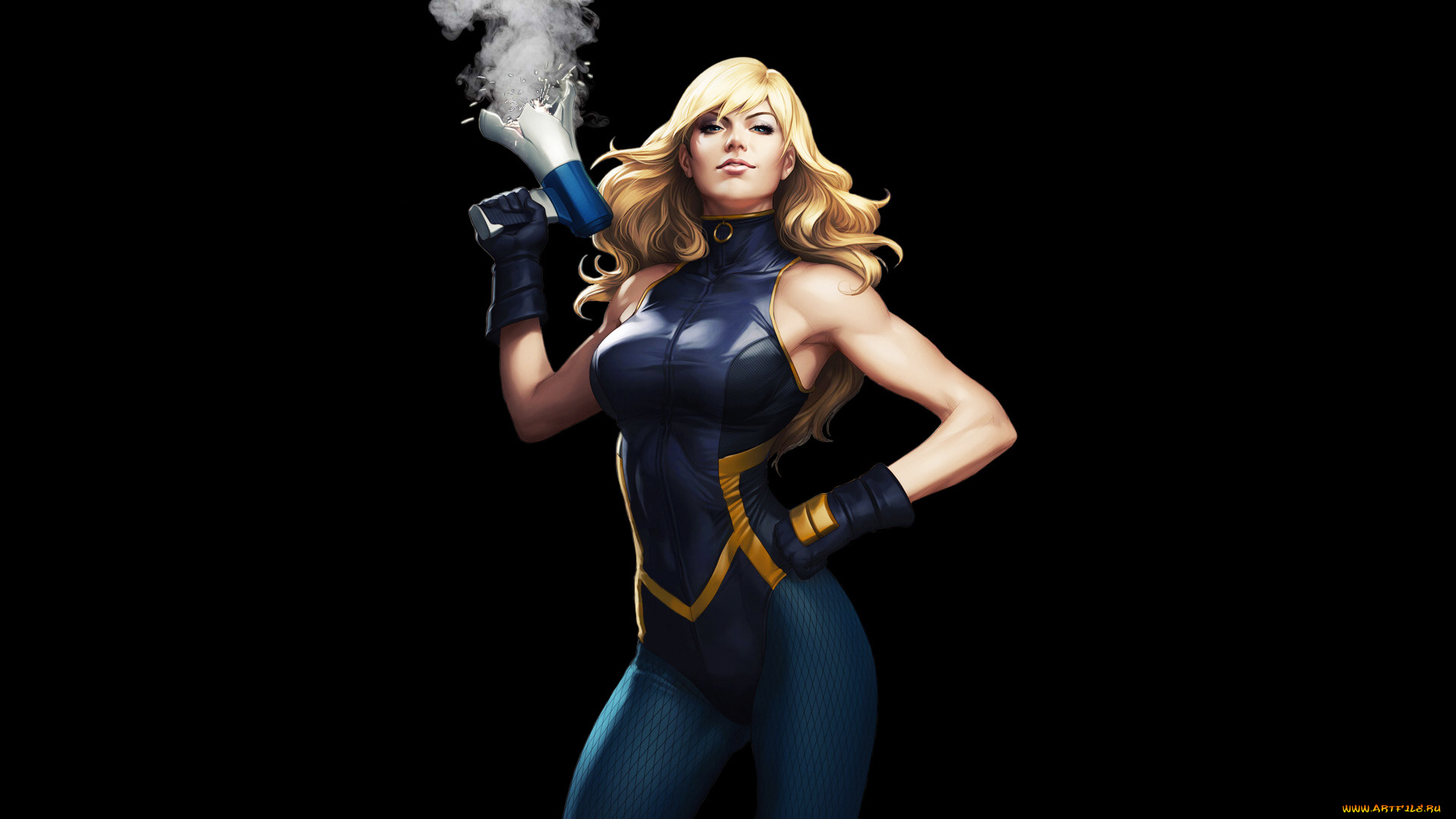 рисованное, комиксы, чёрная, канарейка