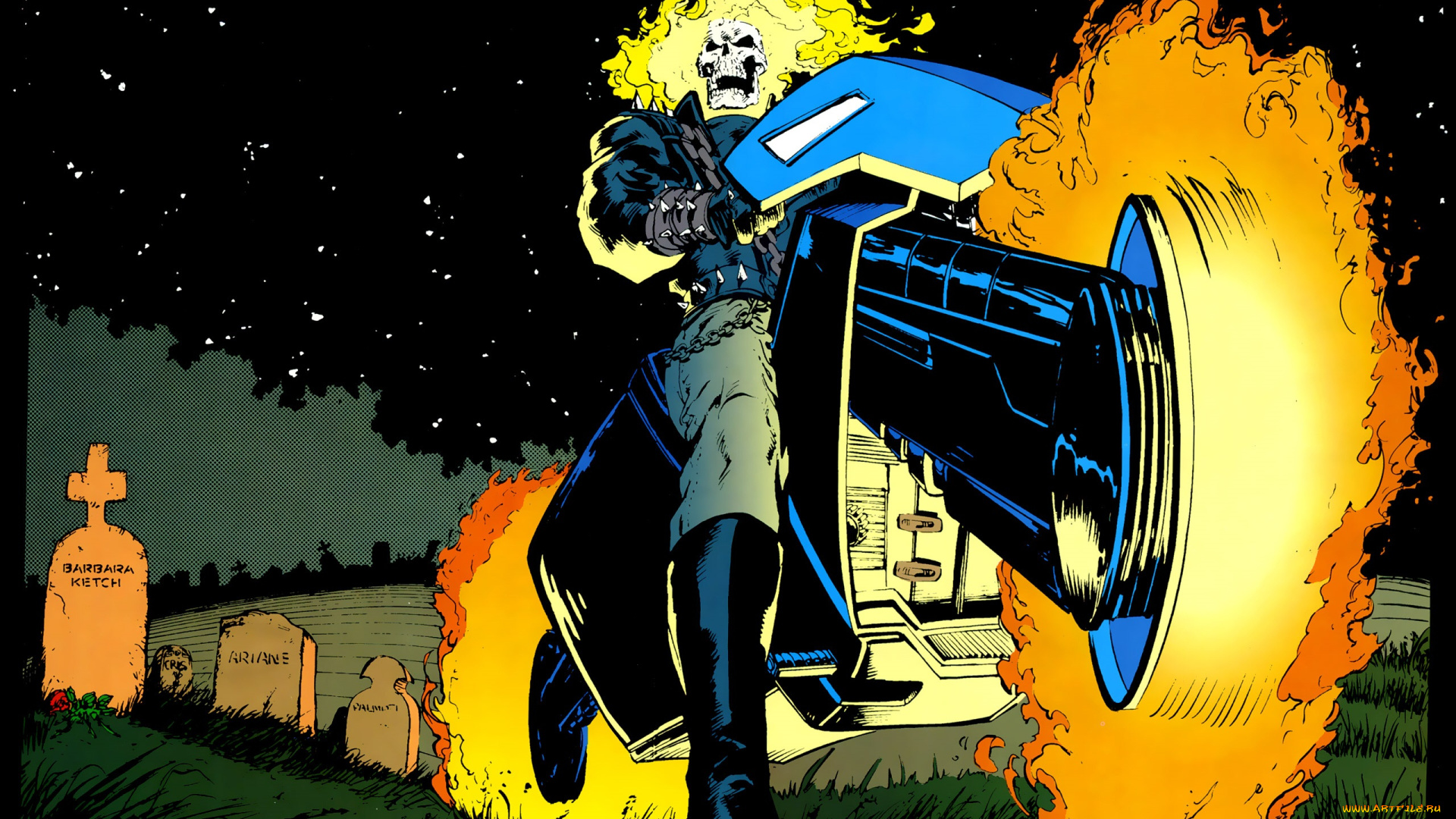 рисованное, комиксы, призрачный, гонщик