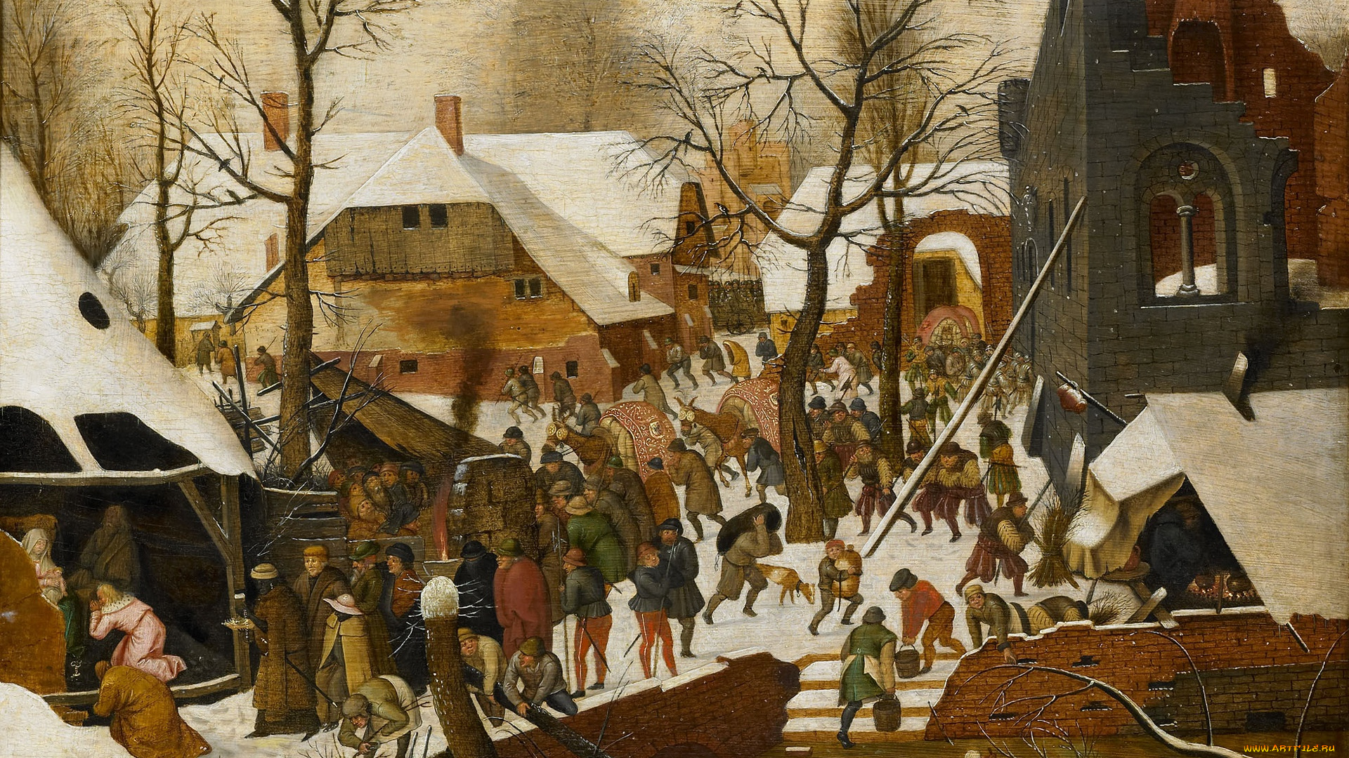 рисованное, живопись, картина, мифология, питер, брейгель, младший, поклонение, волхвов