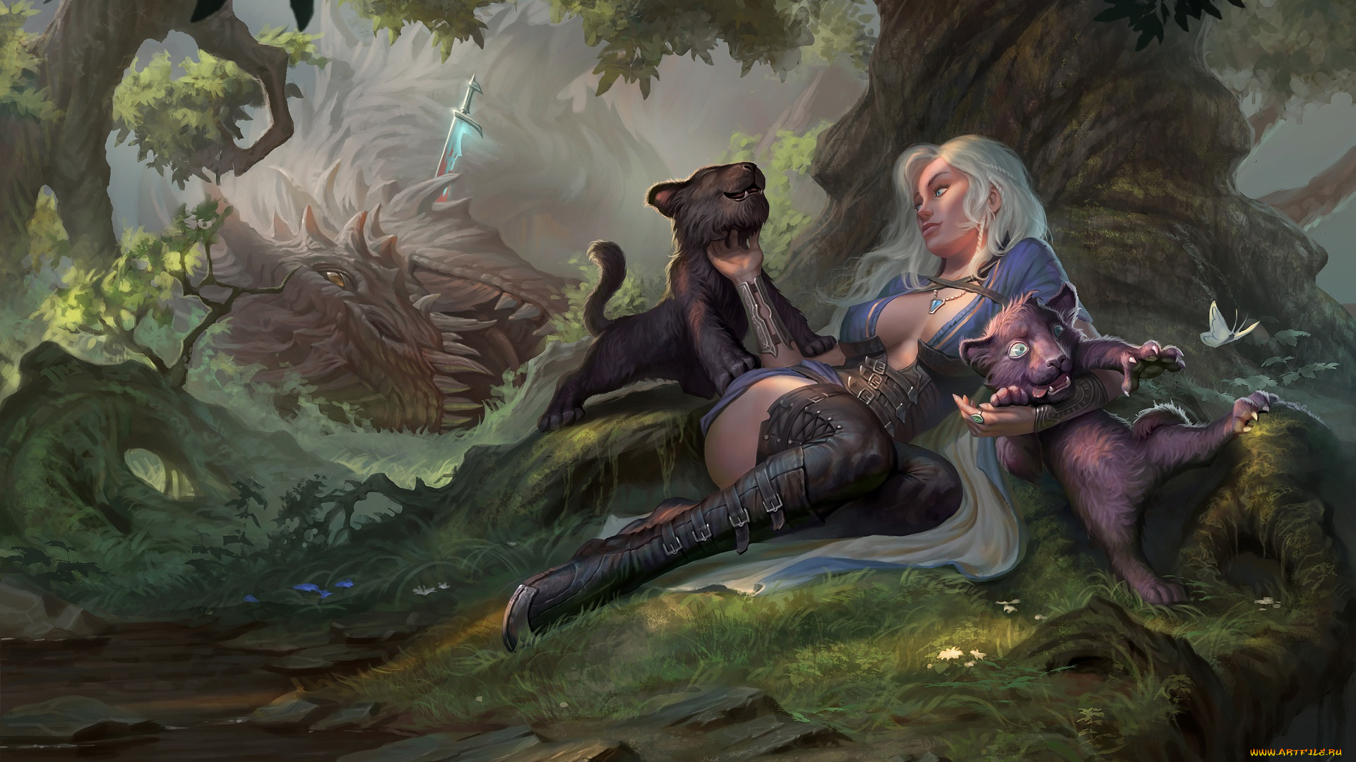 видео, игры, драконы, вечности, девушка, игра, воин, арт, котята, малыши, драконы, вечности, savior, andrew, kuzinskiy