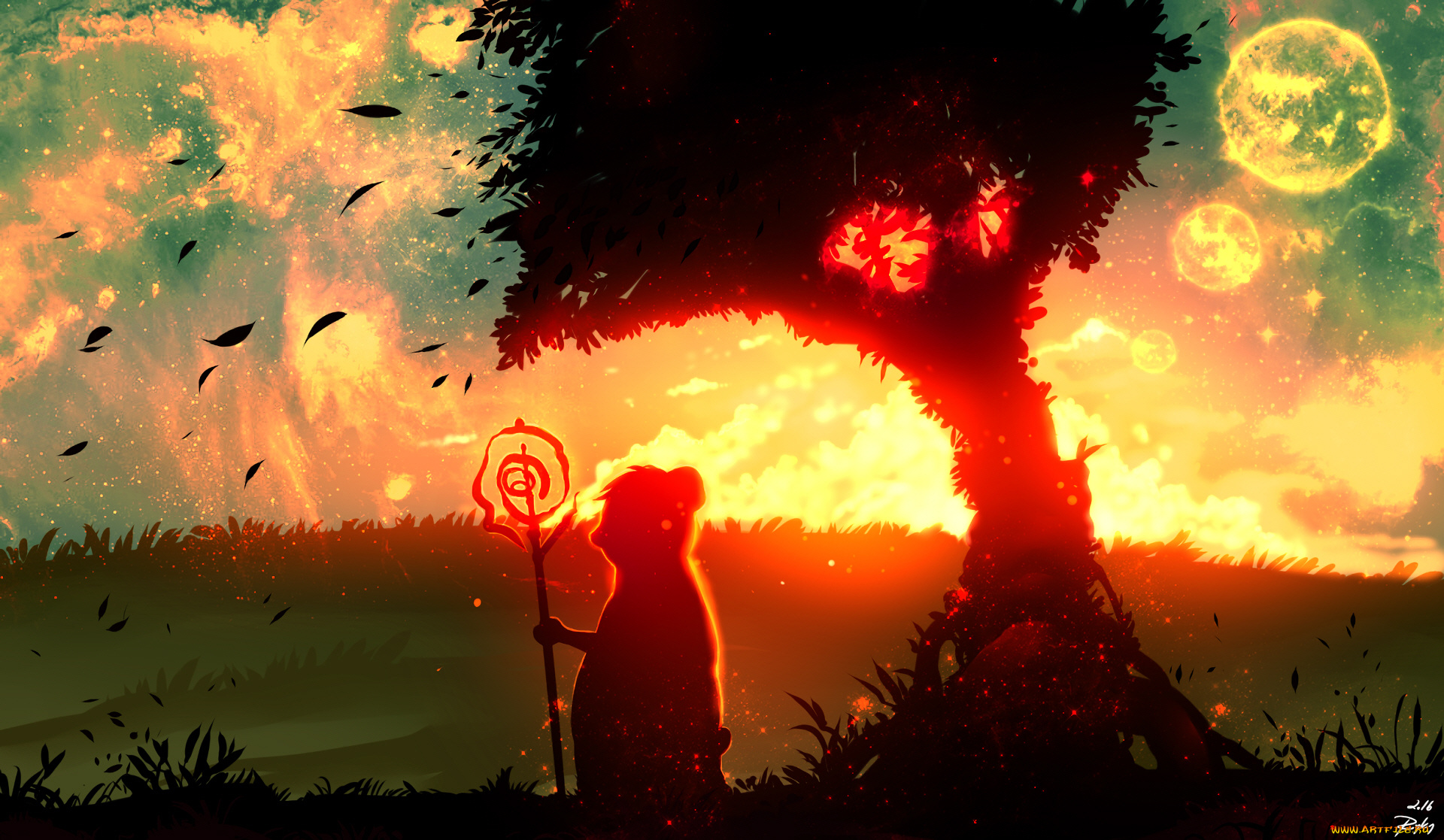 фэнтези, пейзажи, закат