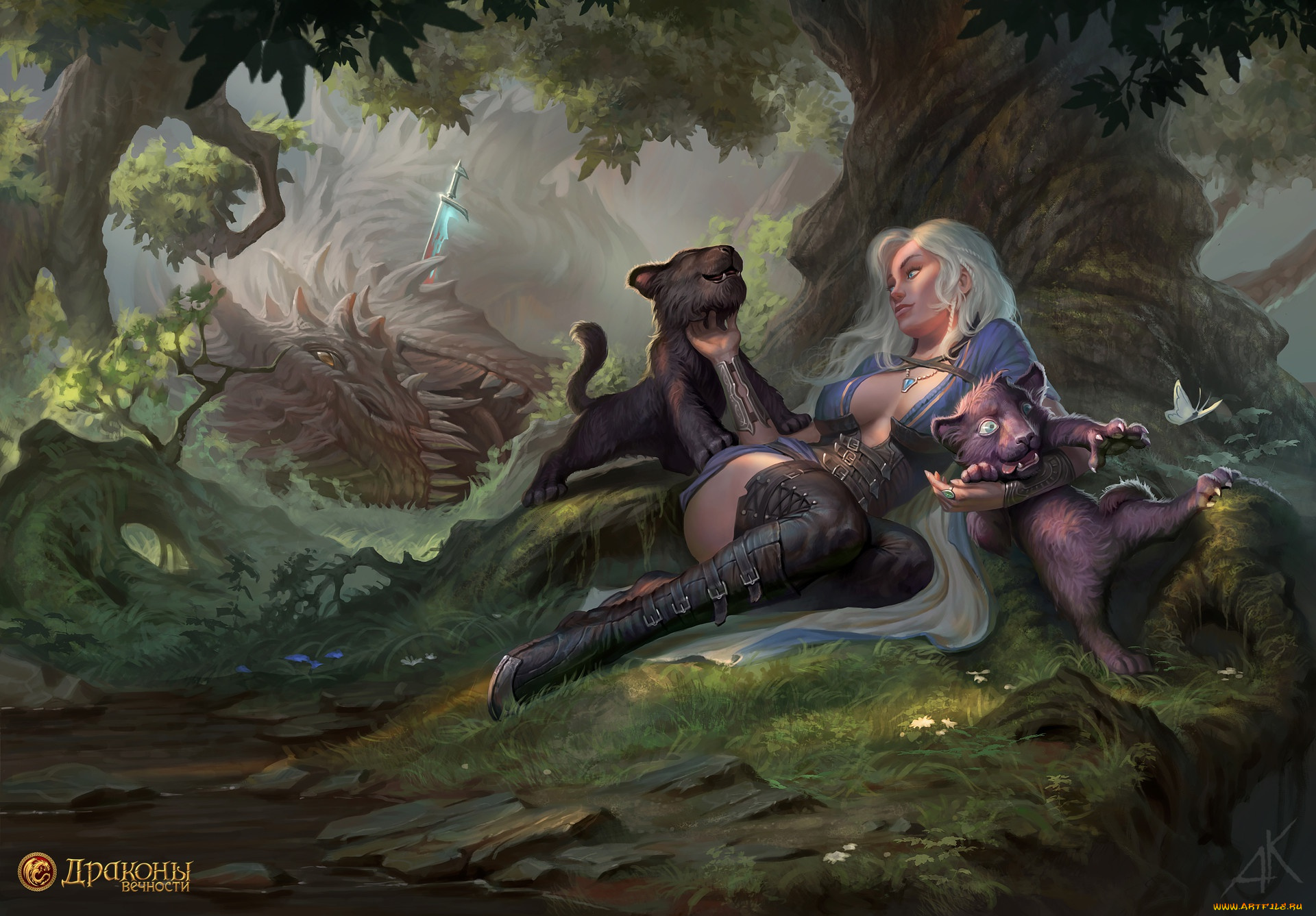 видео, игры, драконы, вечности, девушка, игра, воин, арт, котята, малыши, драконы, вечности, savior, andrew, kuzinskiy