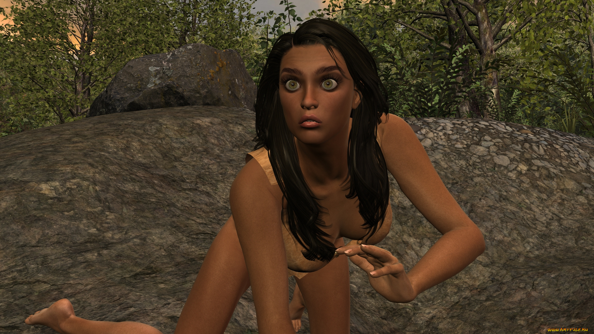 3д, графика, фантазия, , fantasy, девушка, взгляд, фон