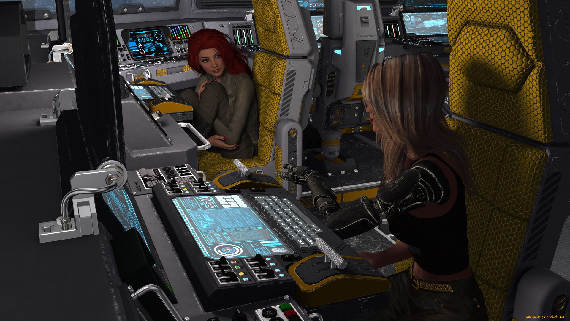 3д, графика, фантазия, , fantasy, девушки, взгляд, фон