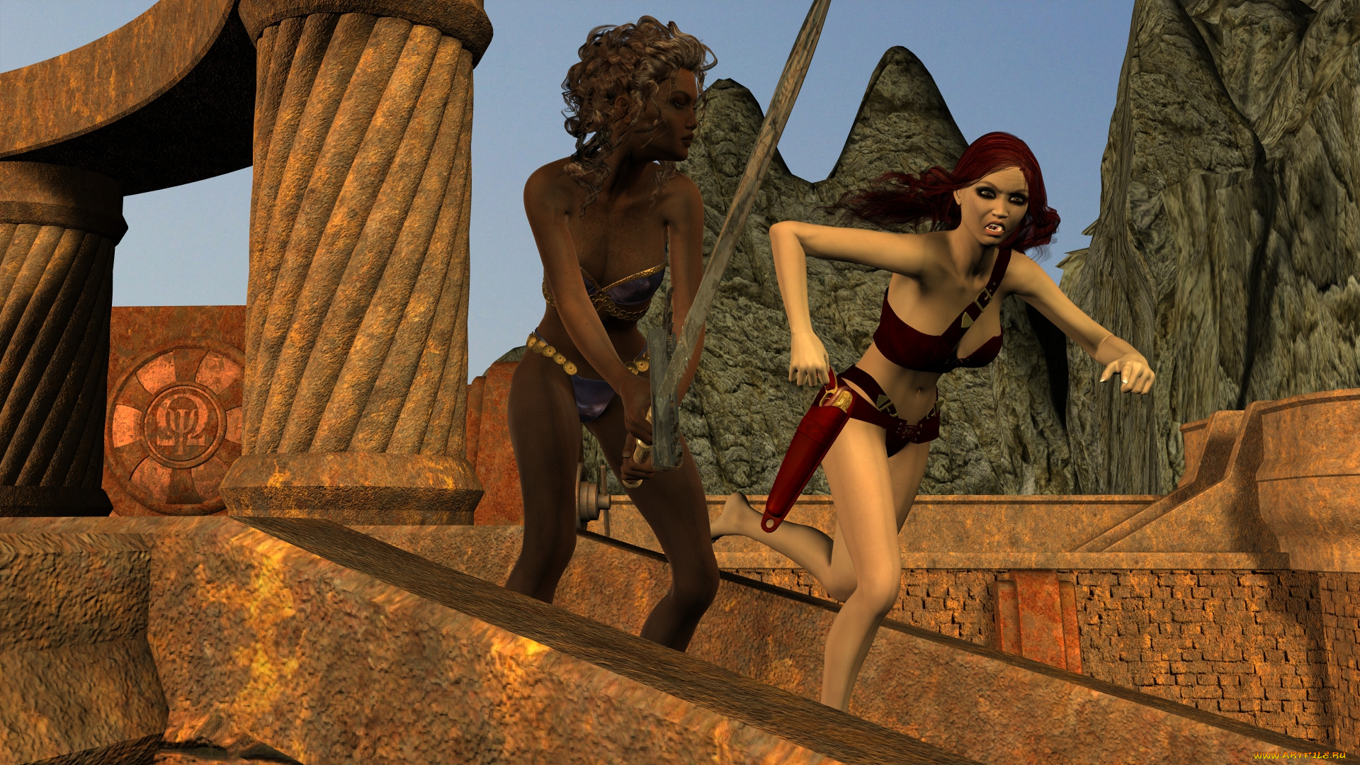 3д, графика, фантазия, , fantasy, фон, взгляд, девушки