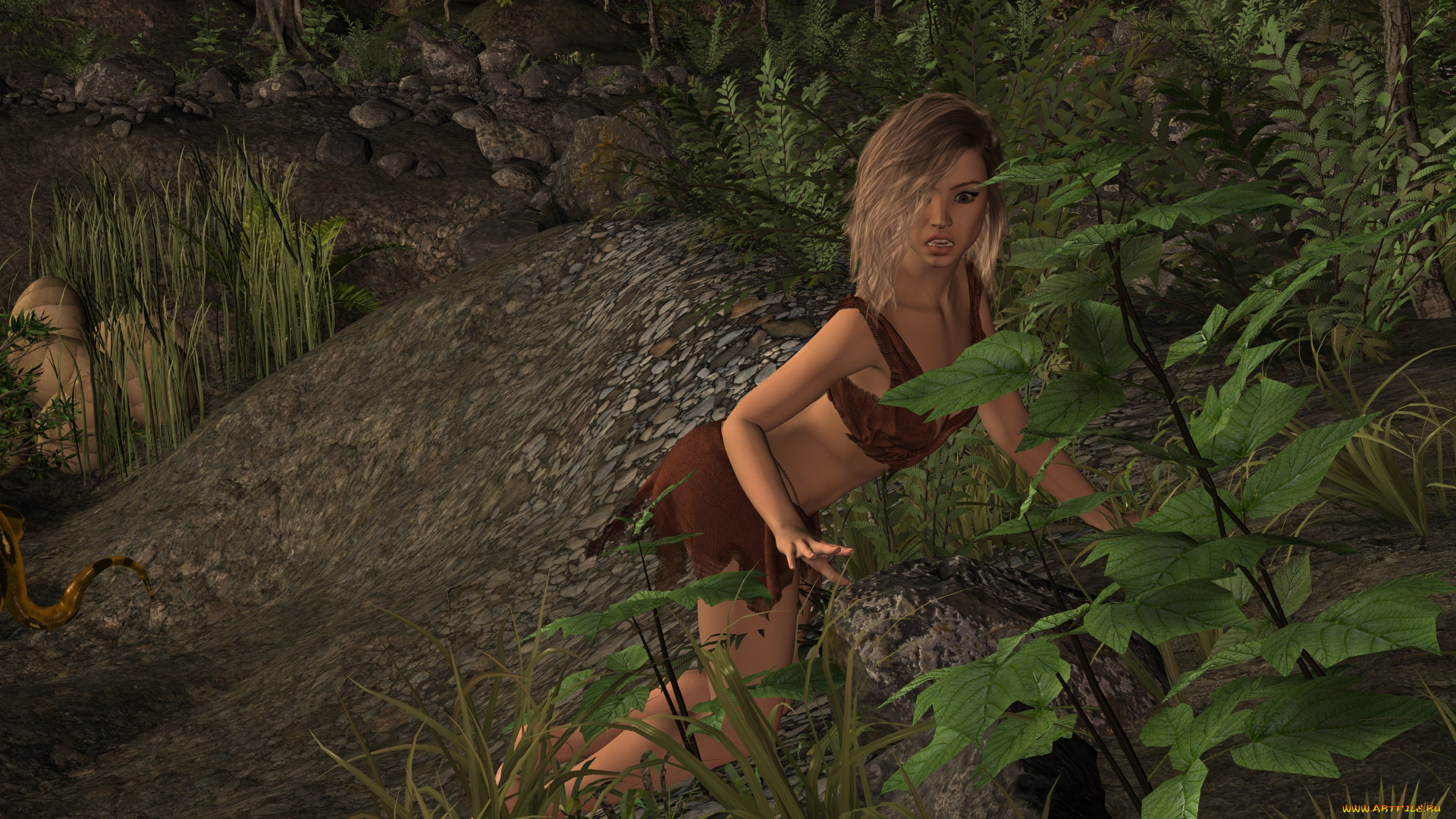 3д, графика, фантазия, , fantasy, фон, взгляд, девушка