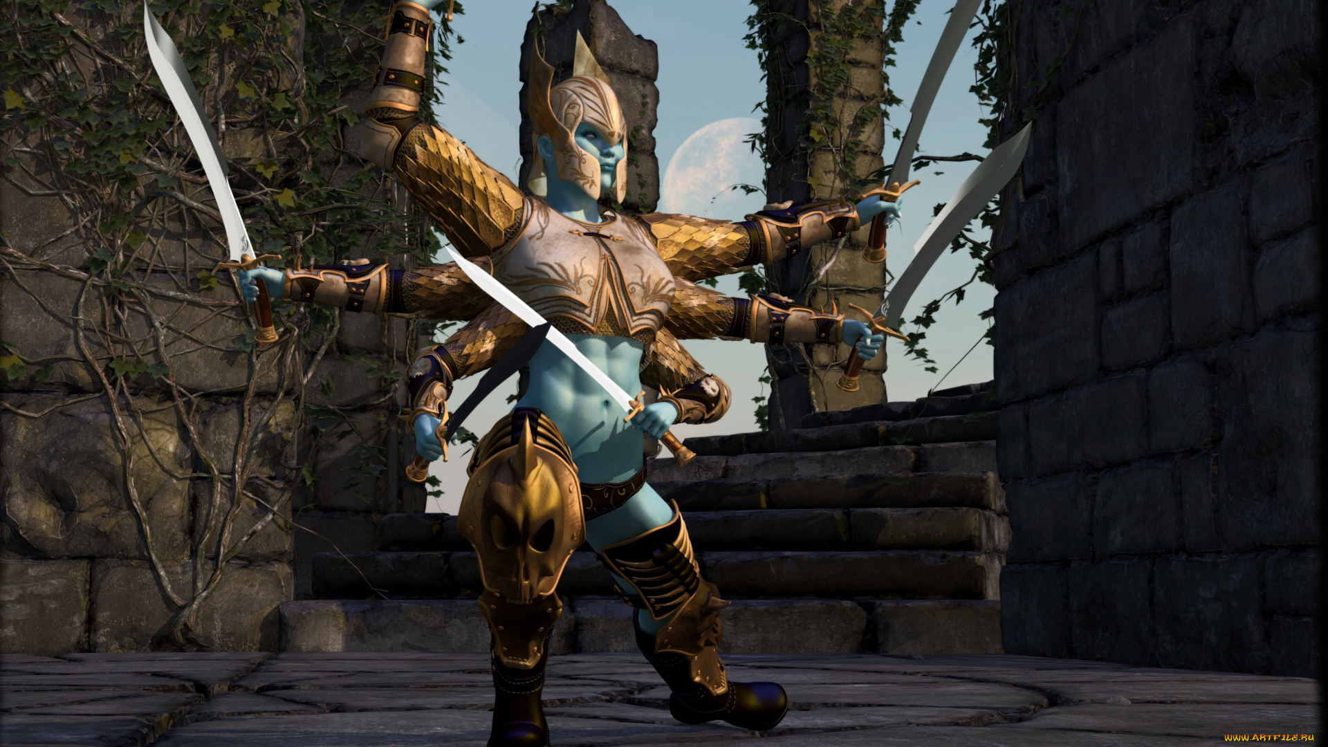 3д, графика, фантазия, , fantasy, фон, взгляд, девушка