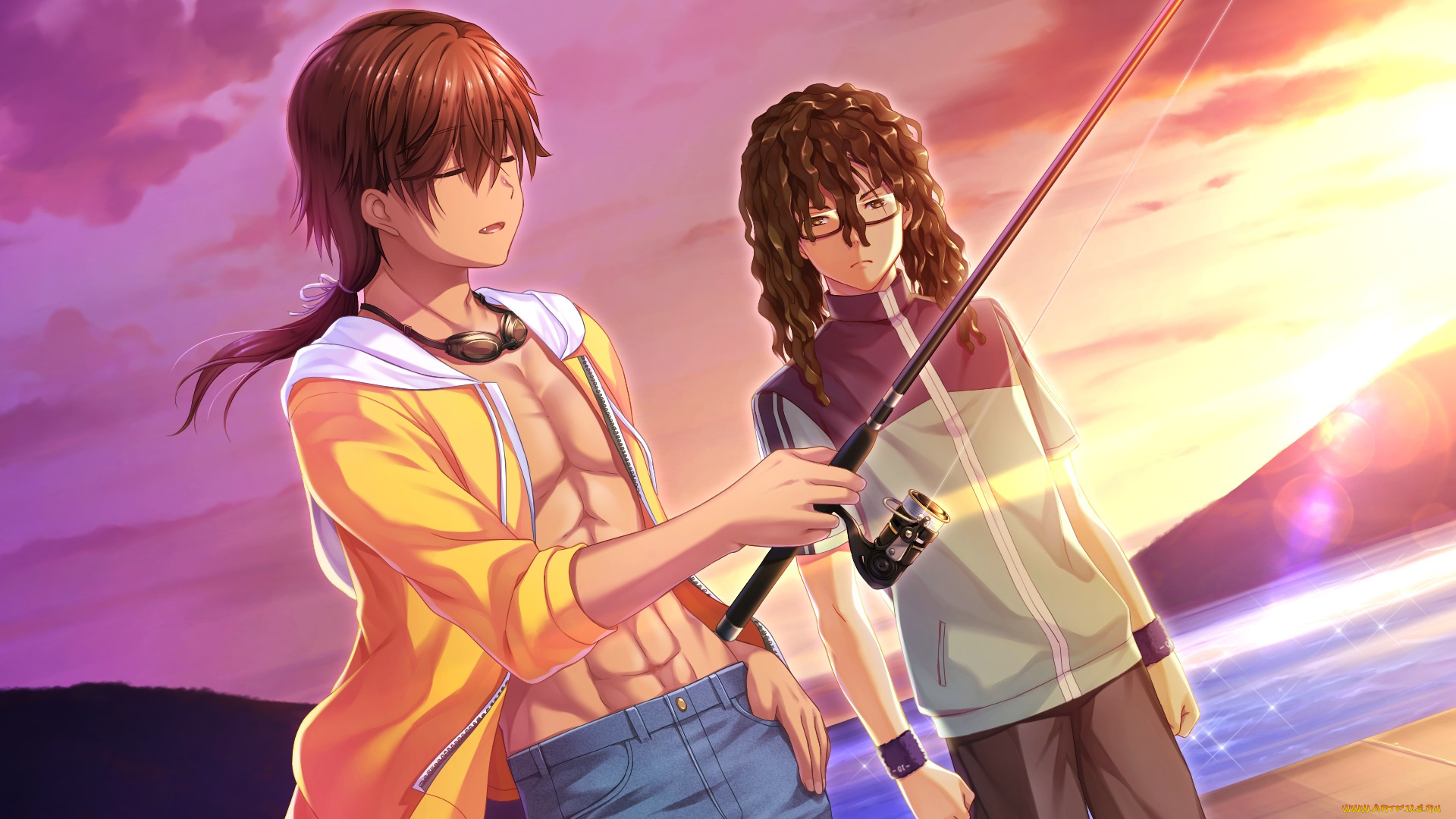 аниме, summer, pockets, фон, взгляд, девушки