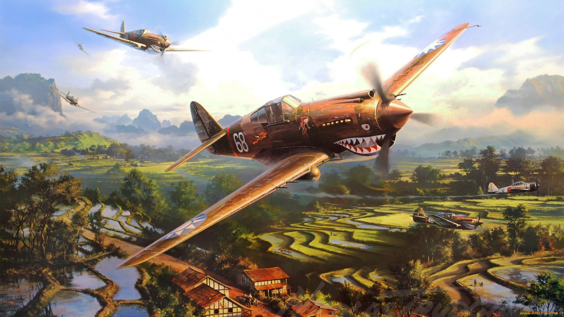 авиация, 3д, рисованые, v-graphic, полет, самолеты, пейзаж, раскраска