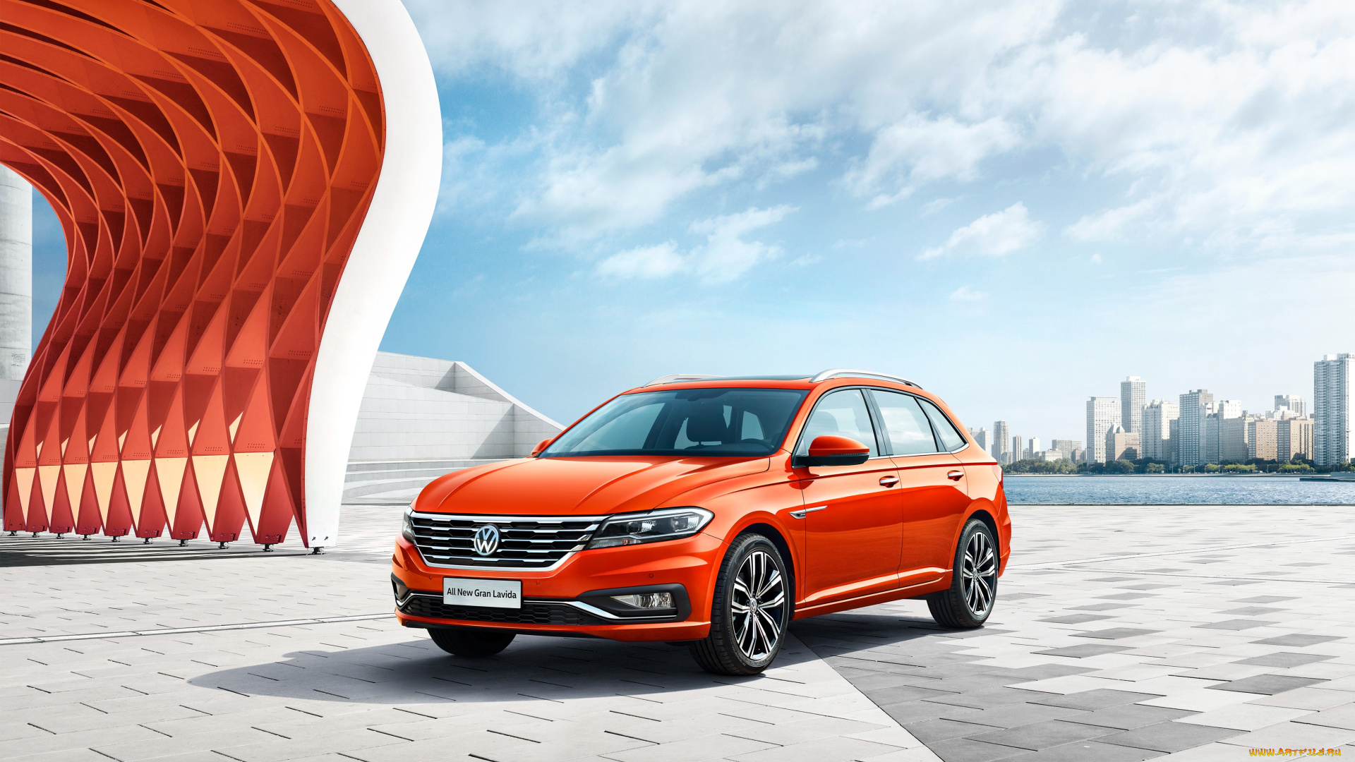 автомобили, volkswagen, оранжевый, 2018, новая, модель, универсал, фольцваген, volkswagen, gran, lavida