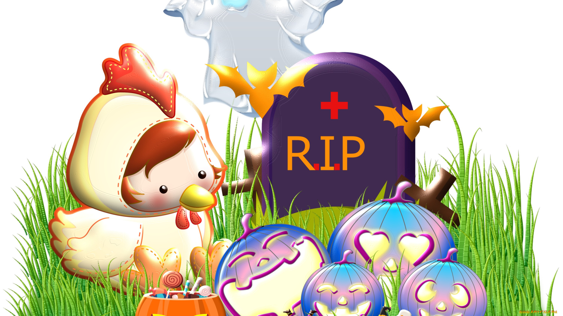 праздничные, хэллоуин, halloween, трава, тыква