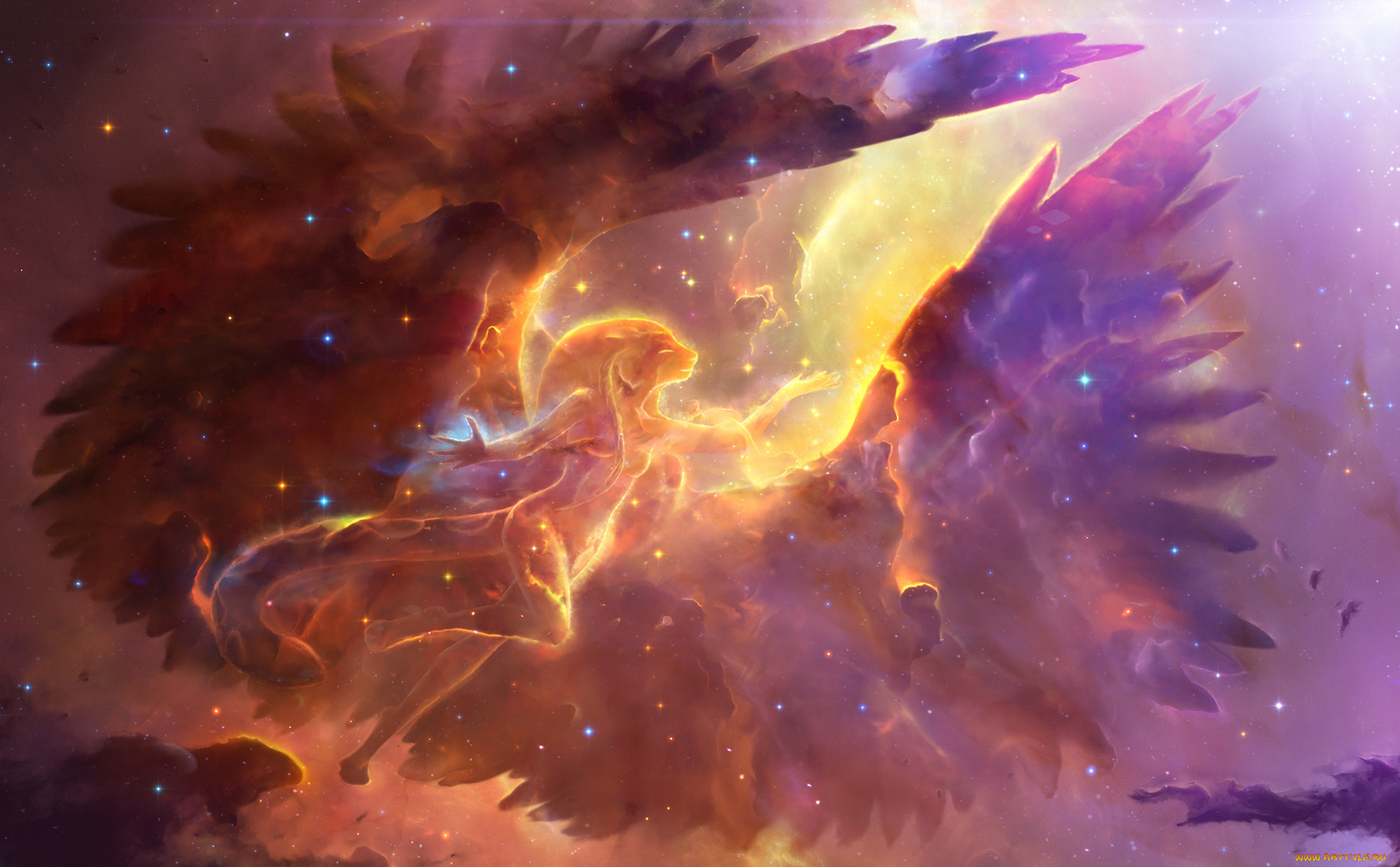 фэнтези, существа, крылья, фон, существо