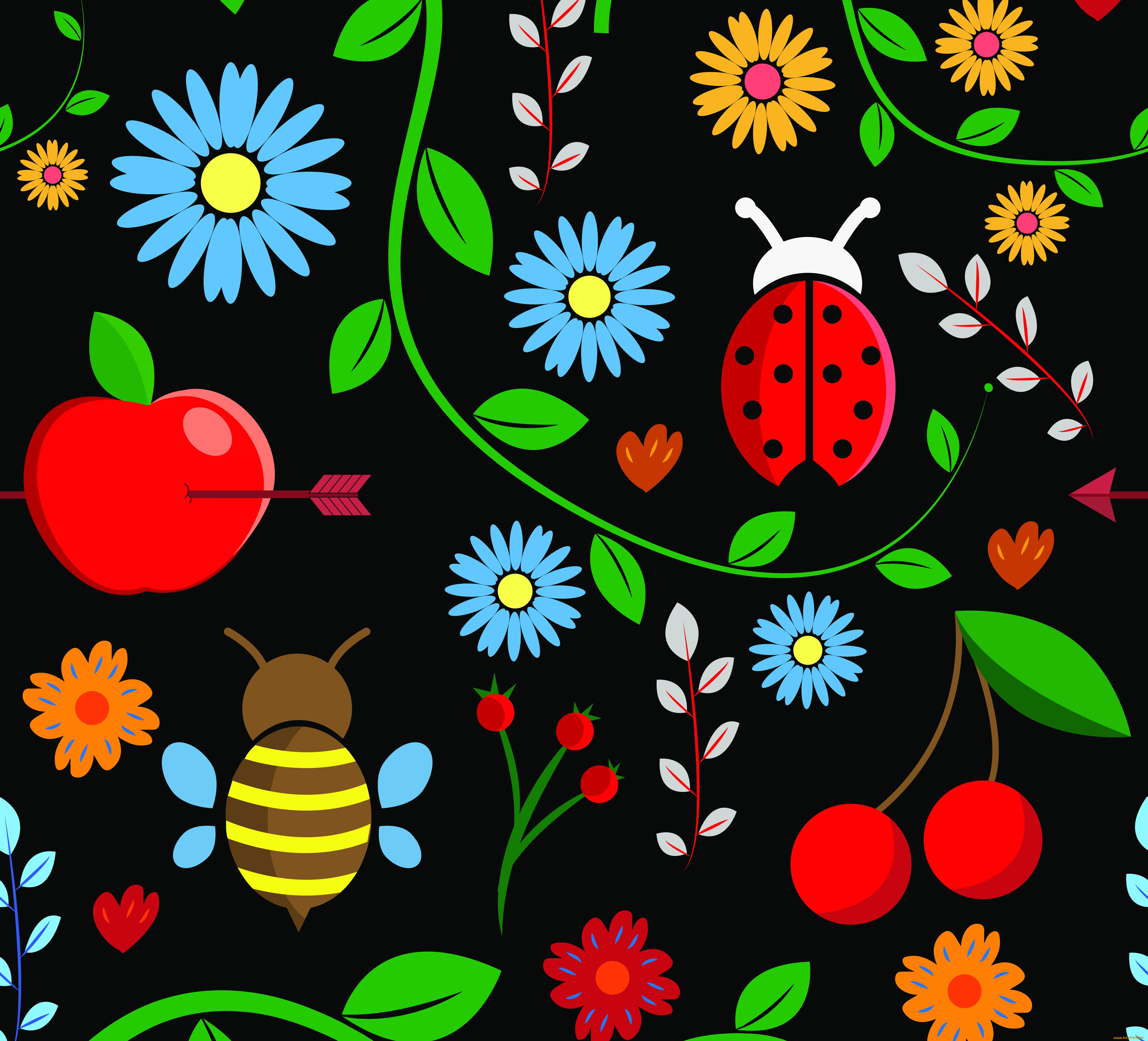 вектор, векторная, графика, цветы, , flowers, рисунок, цветы