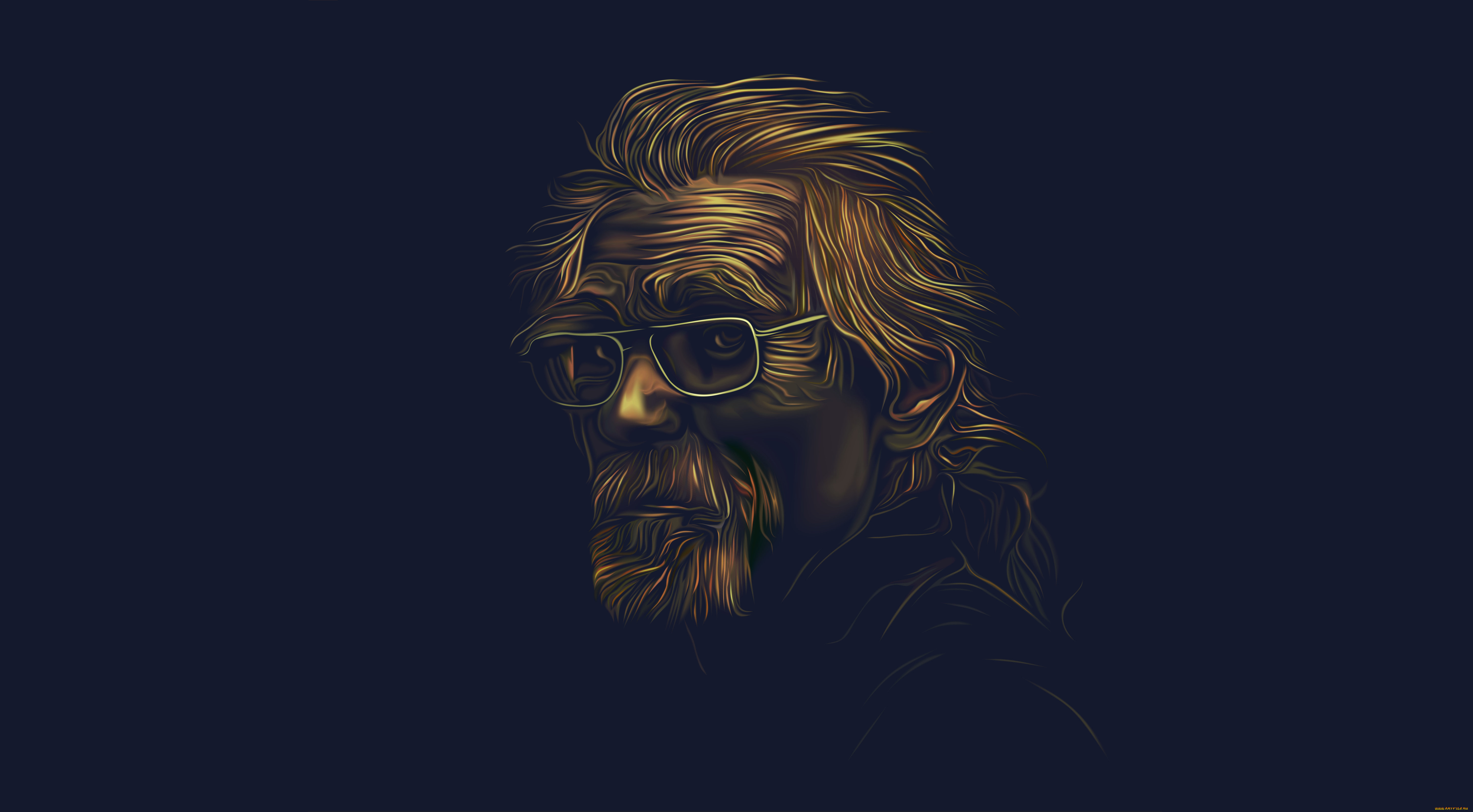 рисованное, минимализм, очки, мужчина, борода, фон