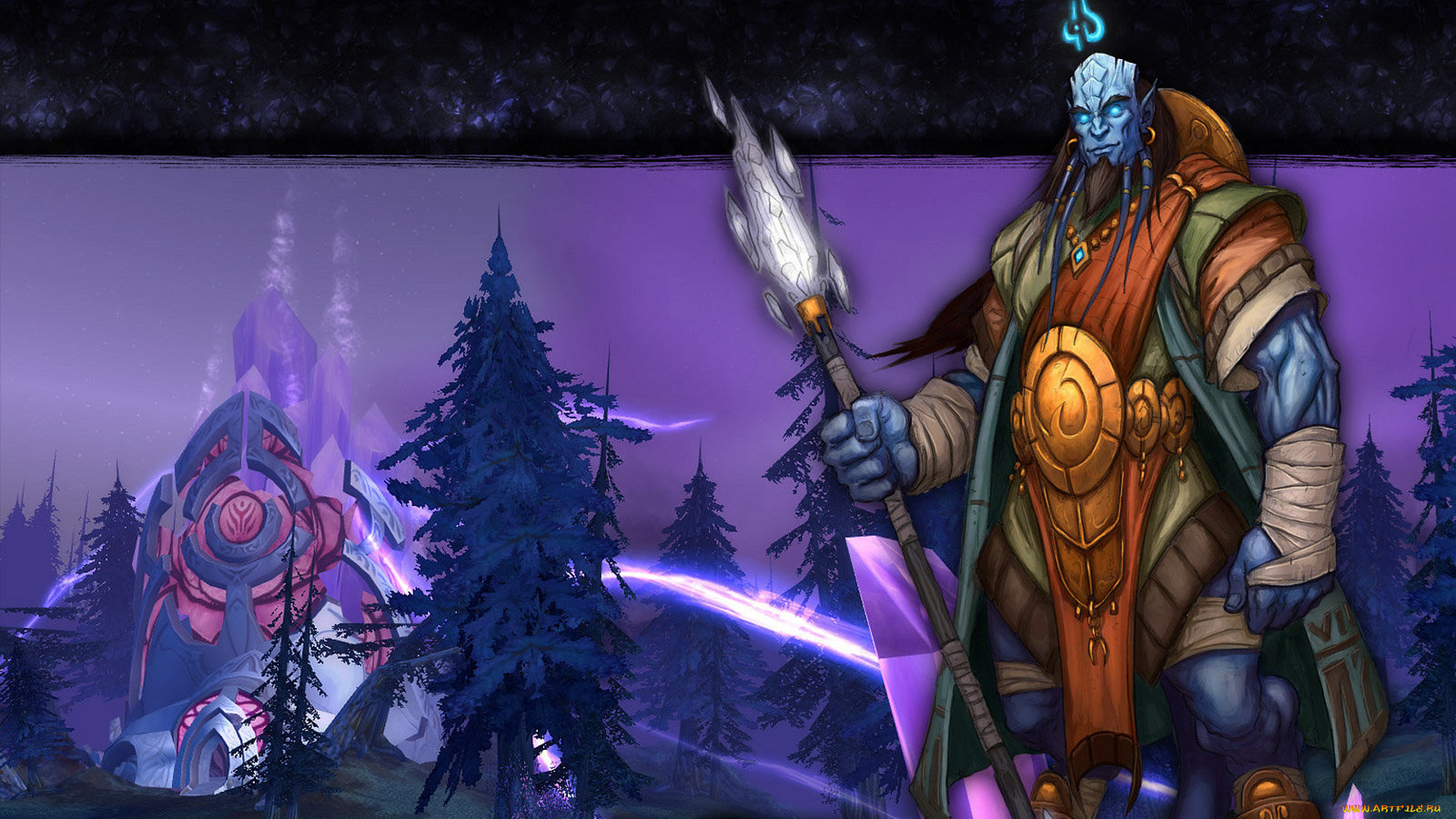 видео, игры, world, of, warcraft, , the, burning, crusade, посох, лес, дренеи, воин