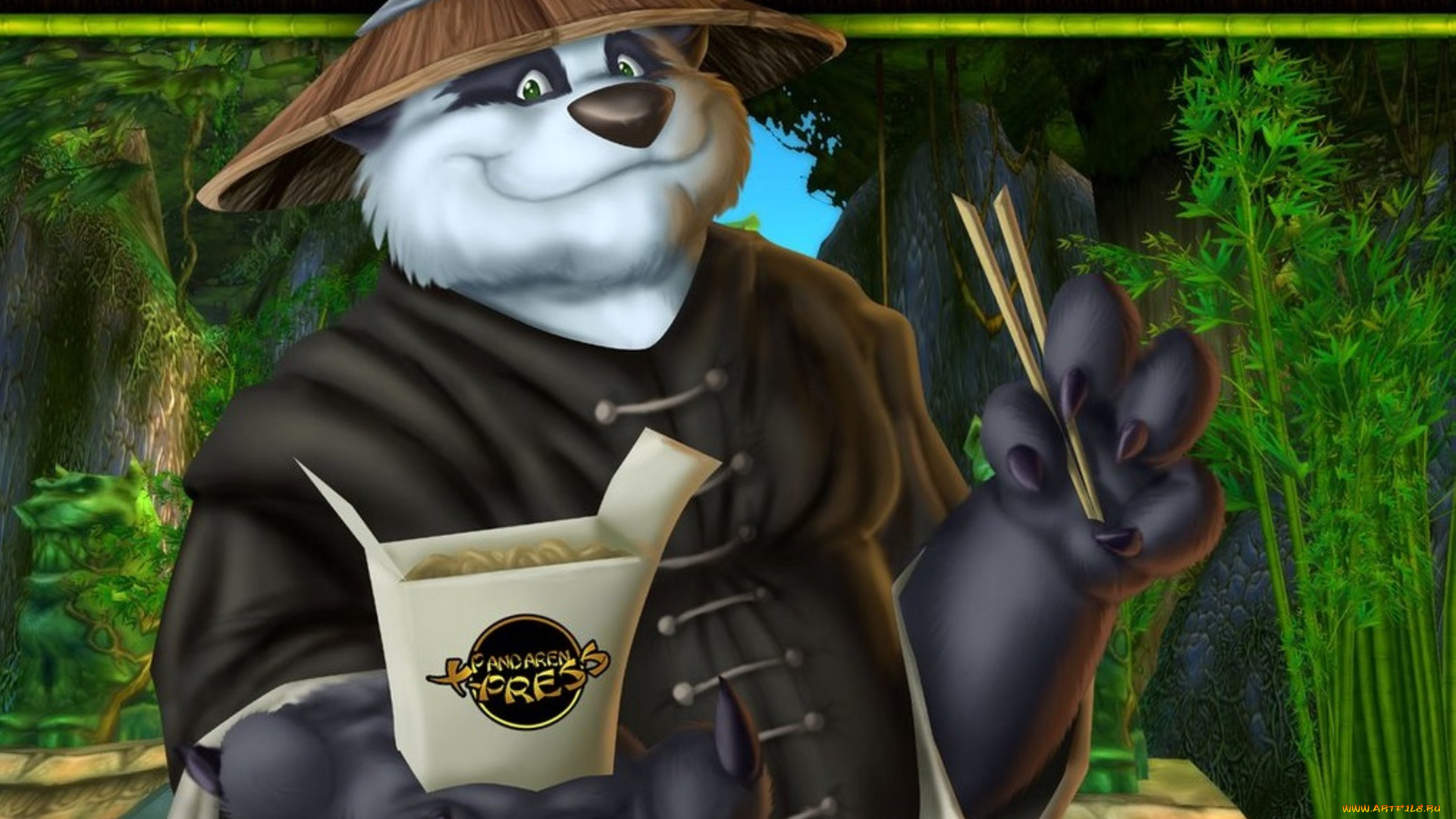 видео, игры, world, of, warcraft, , the, burning, crusade, палочки, еда, шляпа, панда, бамбук