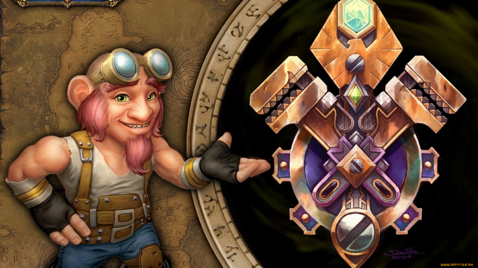 видео, игры, world, of, warcraft, перчатки, очки, гном, знак