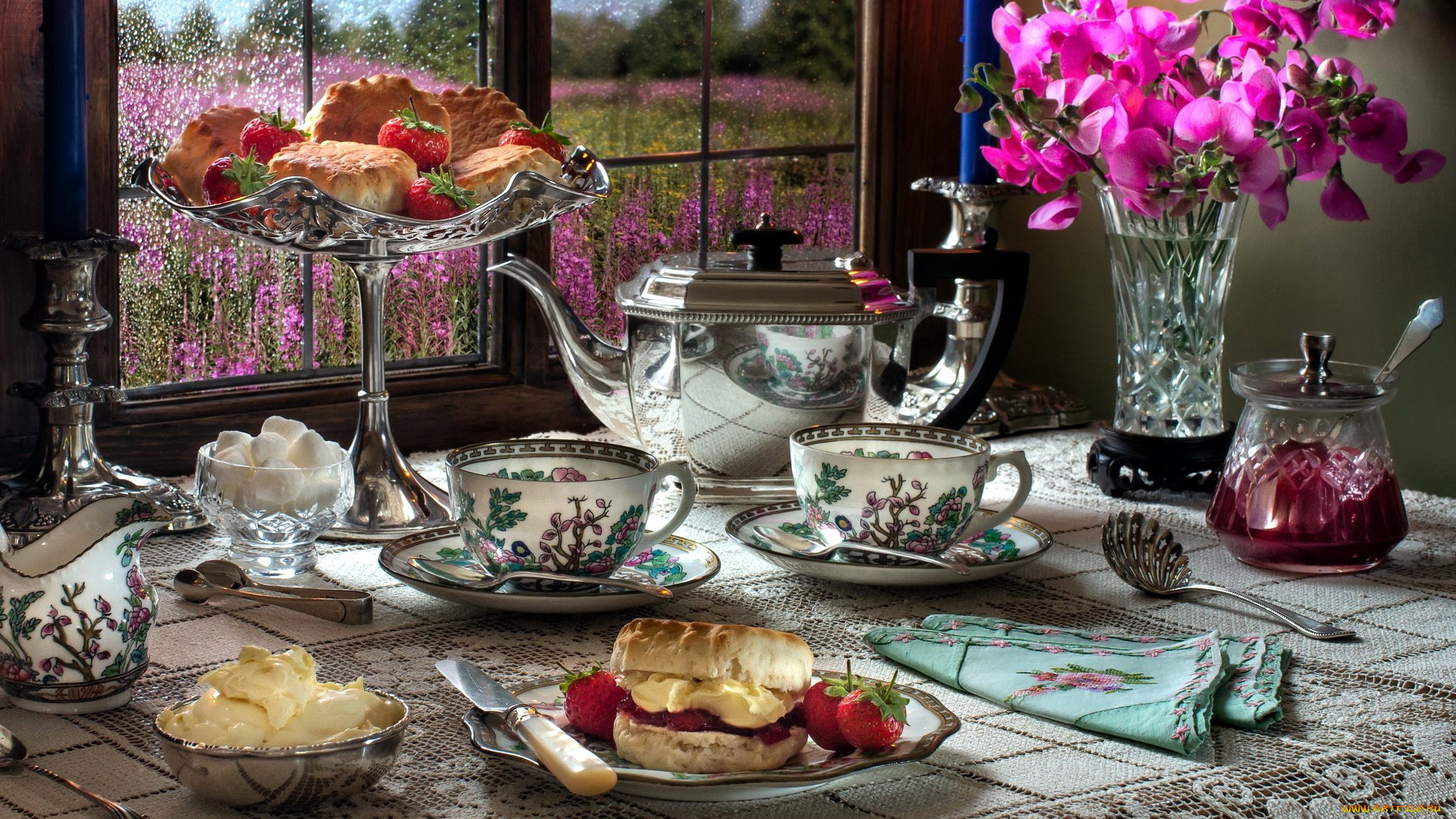 еда, натюрморт, пирожные, букет, варенье