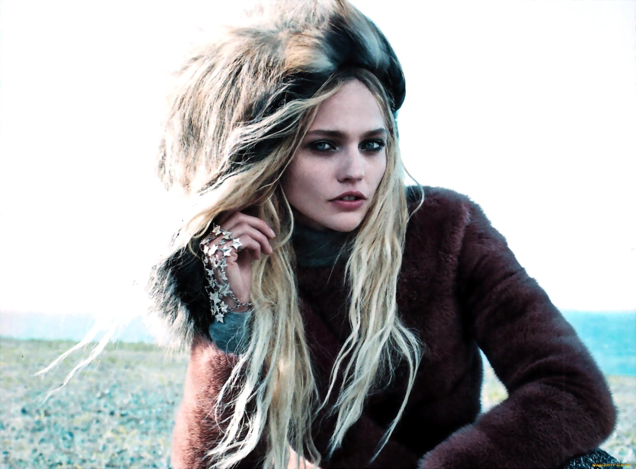 девушки, саша, пивоварова, модель, блондинка, мех