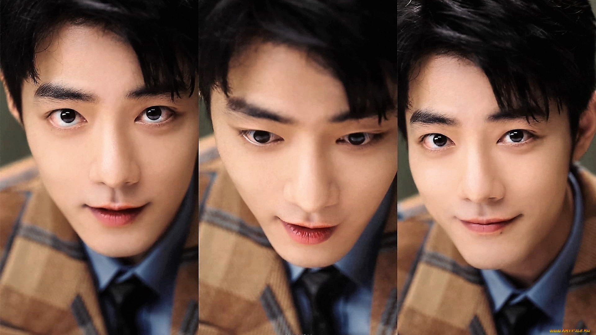 мужчины, xiao, zhan, актер, лицо, коллаж