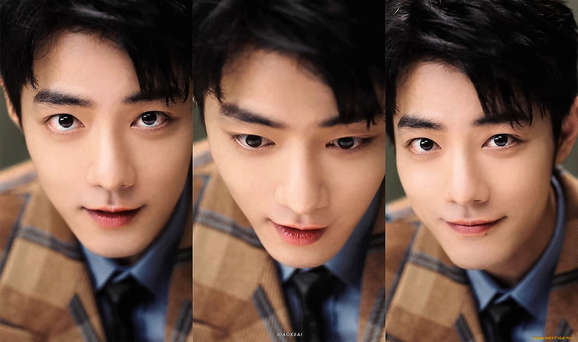 мужчины, xiao, zhan, актер, лицо, коллаж