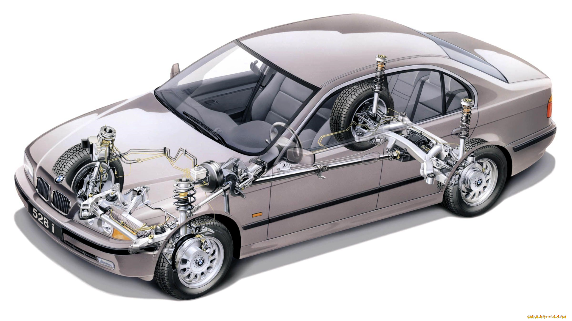 1997, bmw, 5-series, touring, автомобили, рентген, серый, детали