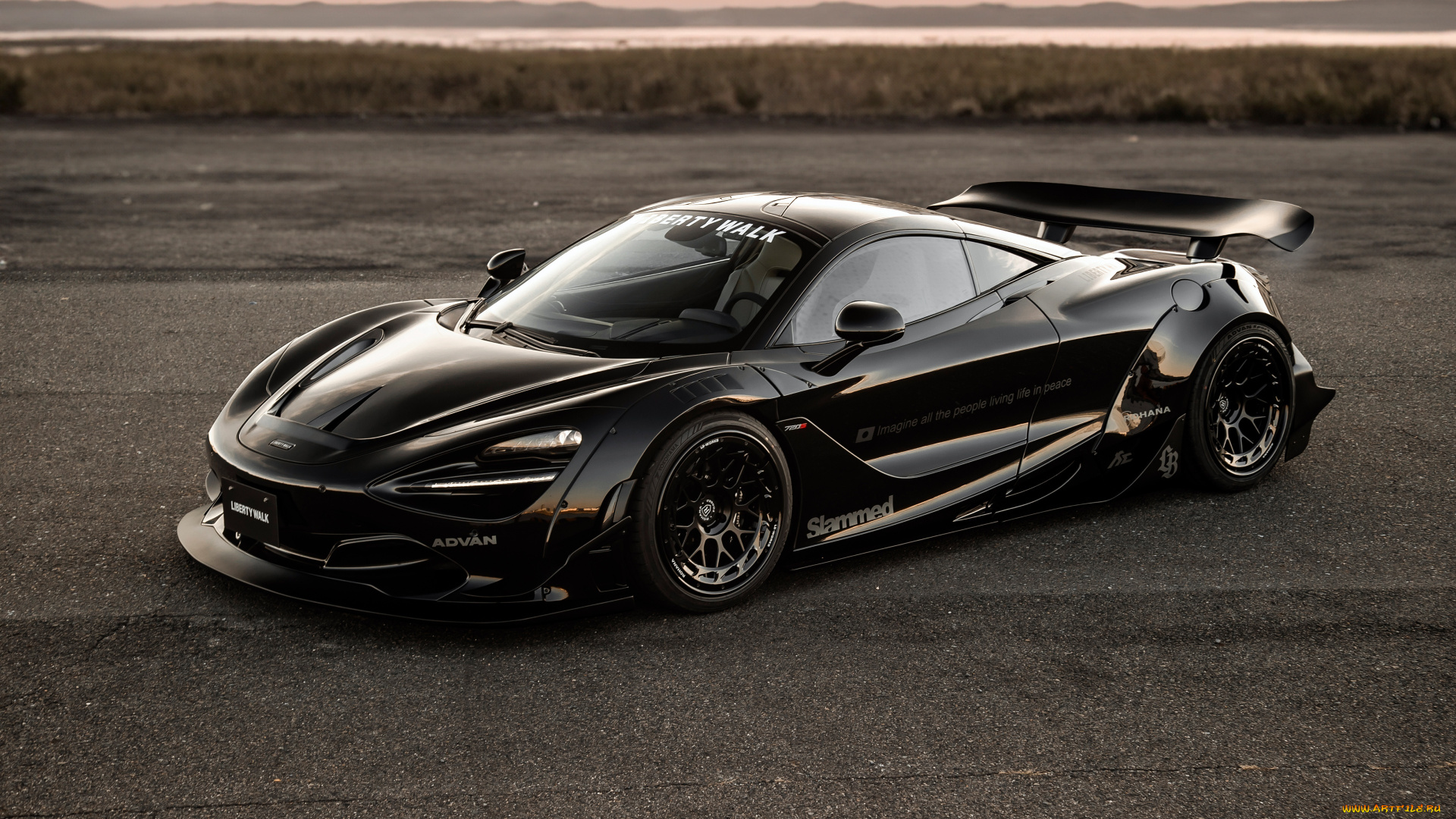 автомобили, mclaren, black, road, supercar, liberty, walk, lb, works, 720s, body, kit