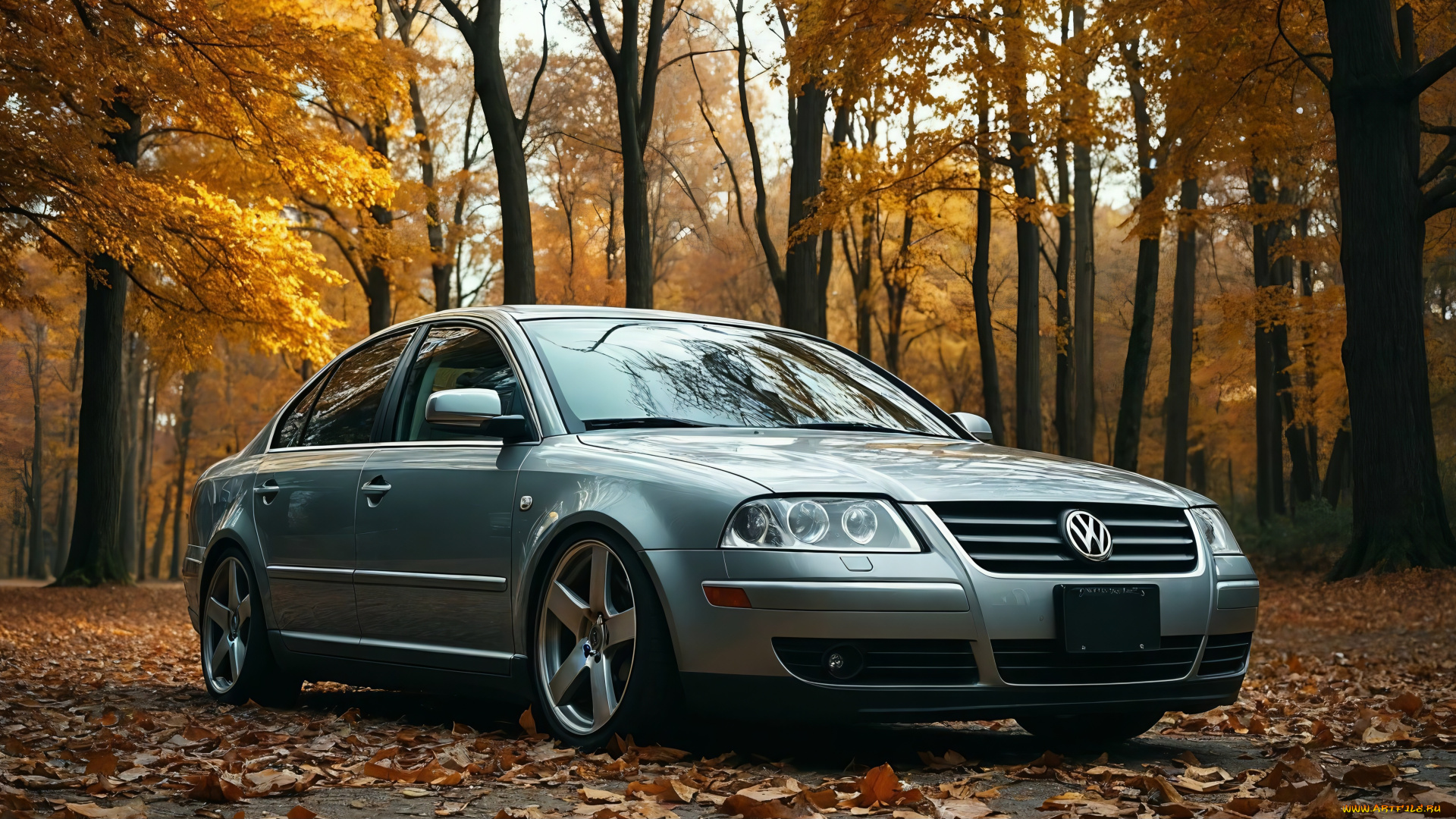 volkswagen, passat, b5, автомобили, volkswagen, passat, forest, autumn, stance, ai, art, generated