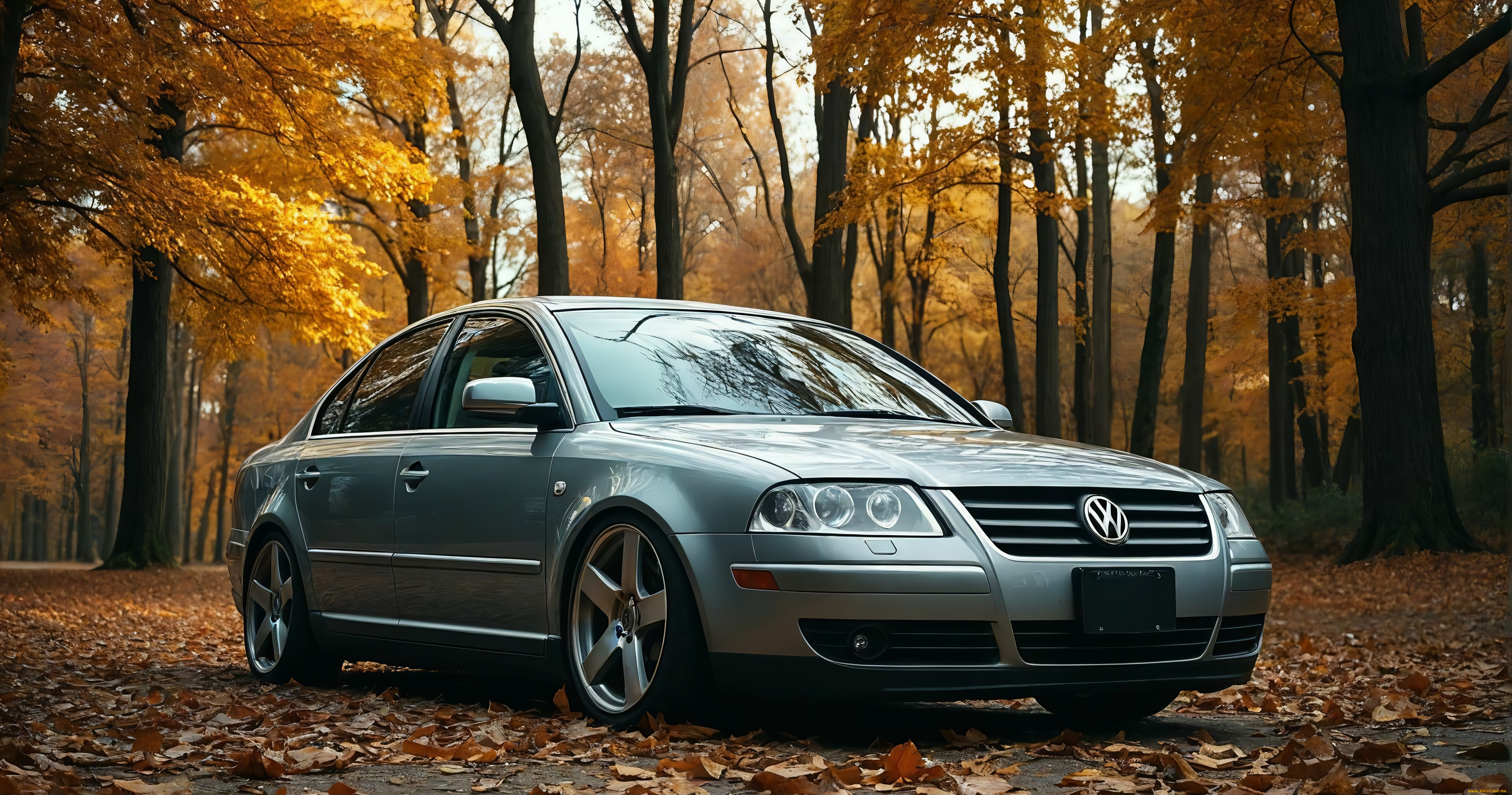 volkswagen, passat, b5, автомобили, volkswagen, passat, forest, autumn, stance, ai, art, generated