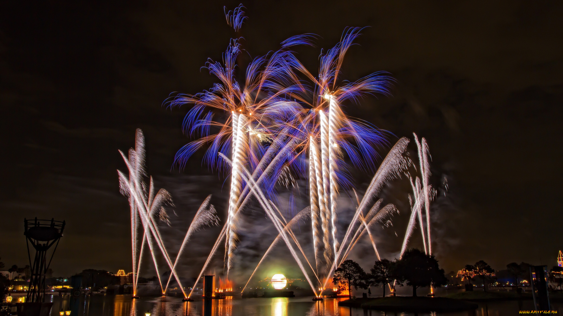 разное, салюты, фейерверки, огни, праздник, ночь