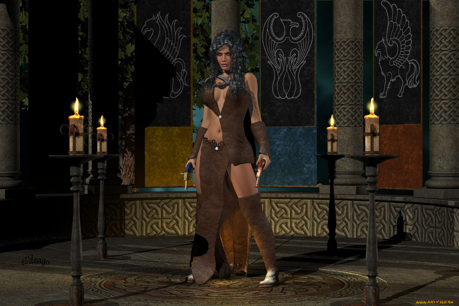 3д, графика, fantasy, фантазия, девушка, свечи