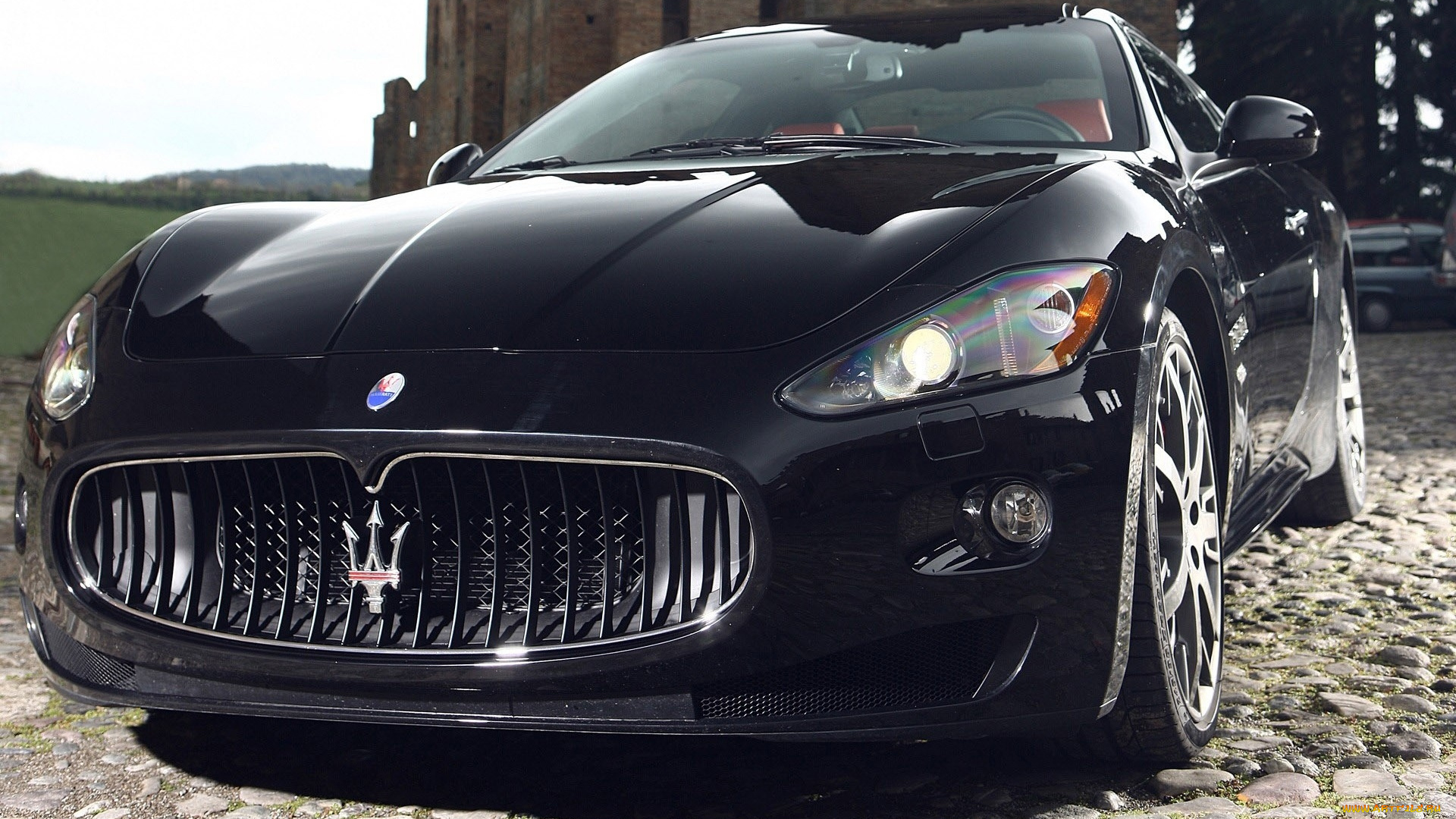 автомобили, maserati, автомобиль, замок, юдорога, поле