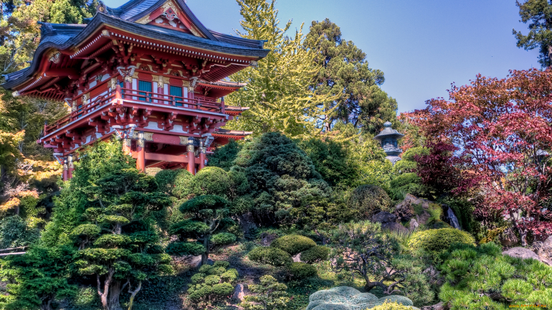 города, буддистские, другие, храмы, пагода, парк, деревья