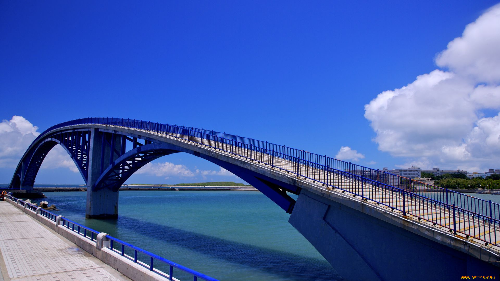 города, мосты, мост, река, облака