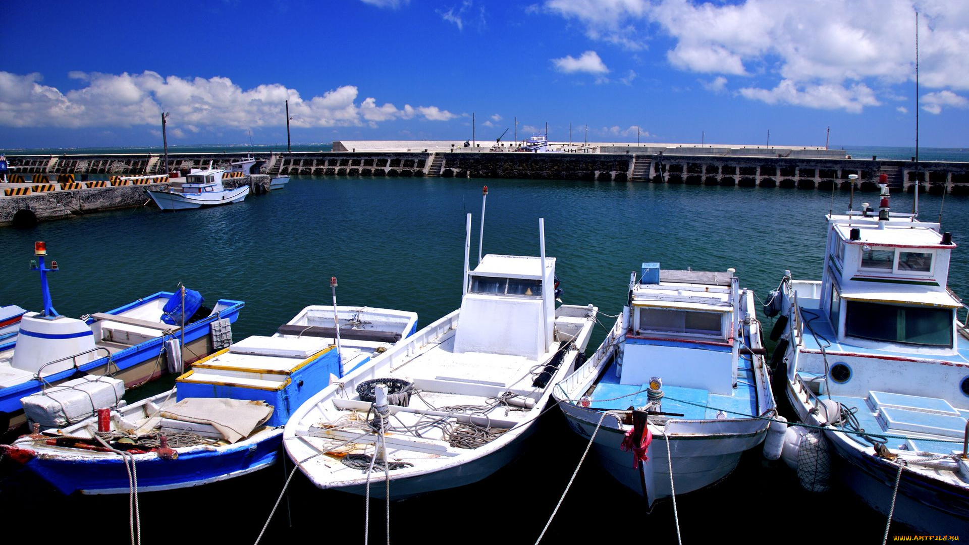 корабли, лодки, шлюпки, облака