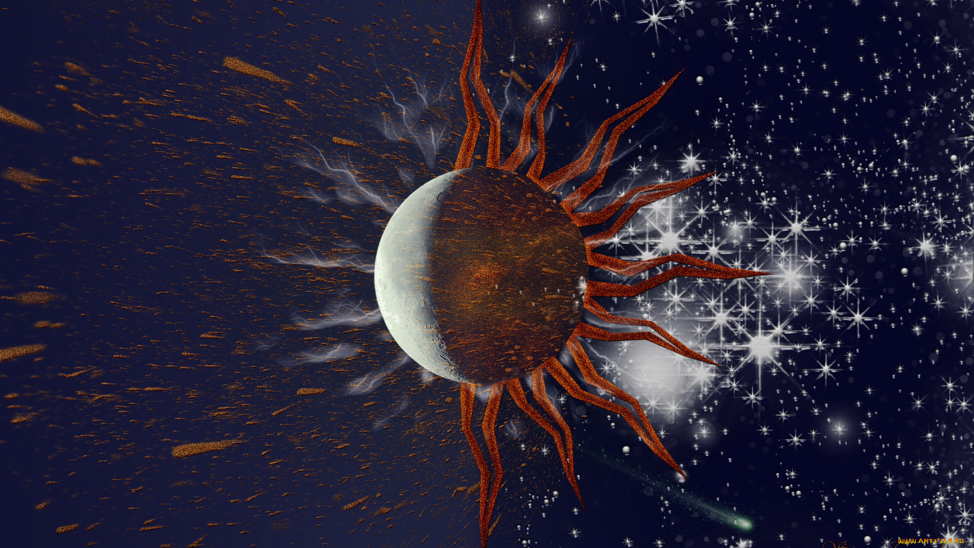 космос, арт, звезды, планета