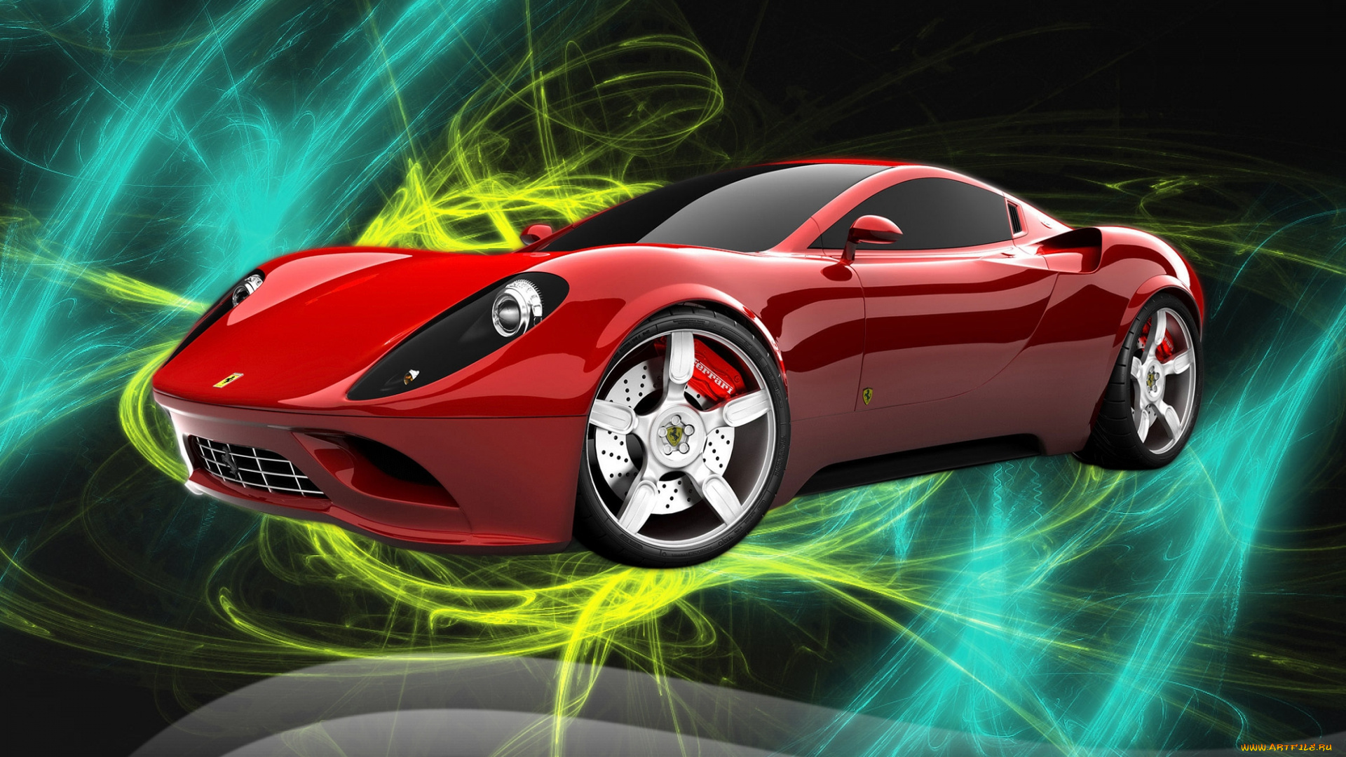red, ferrari, автомобили, 3д, красота, стиль, автомобиль
