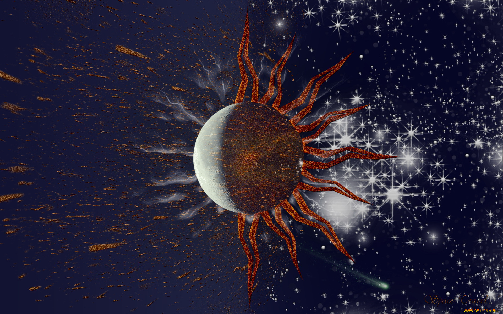 космос, арт, звезды, планета